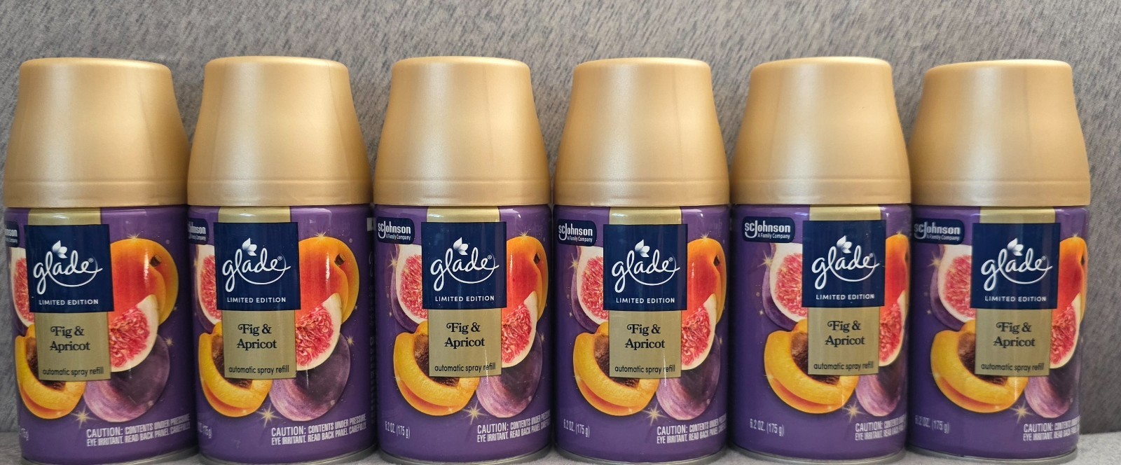 6 Glade FIG & APRICOT AUTOMATIC SCENTED SPRAY, 6.2 oz REFILLS