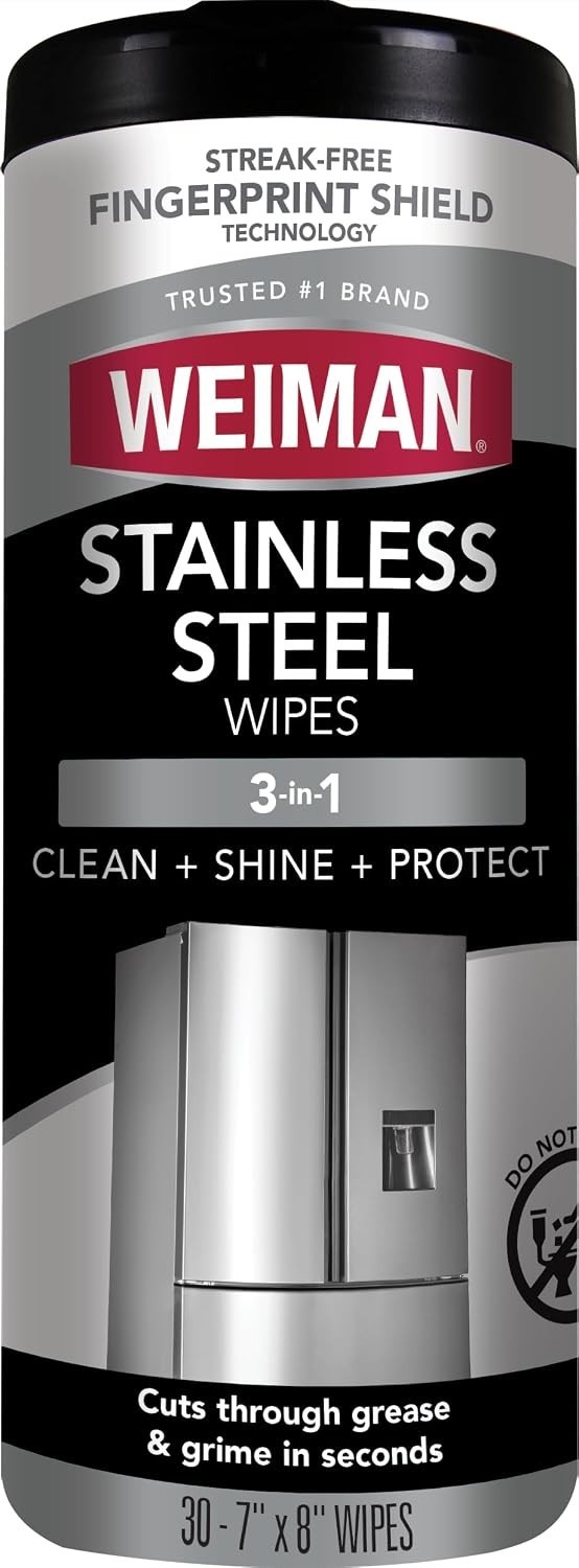 30 Count Stainless Steel Cleaner Wipes – Anti-Fingerprint, Streak-Free Shine