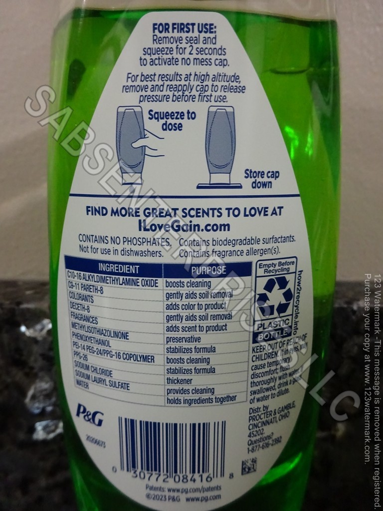 6 Gain Ultra Clean ORIGINAL Scent EZ-SQUEEZE Dishwashing Liquid Dish Soap 14.7oz