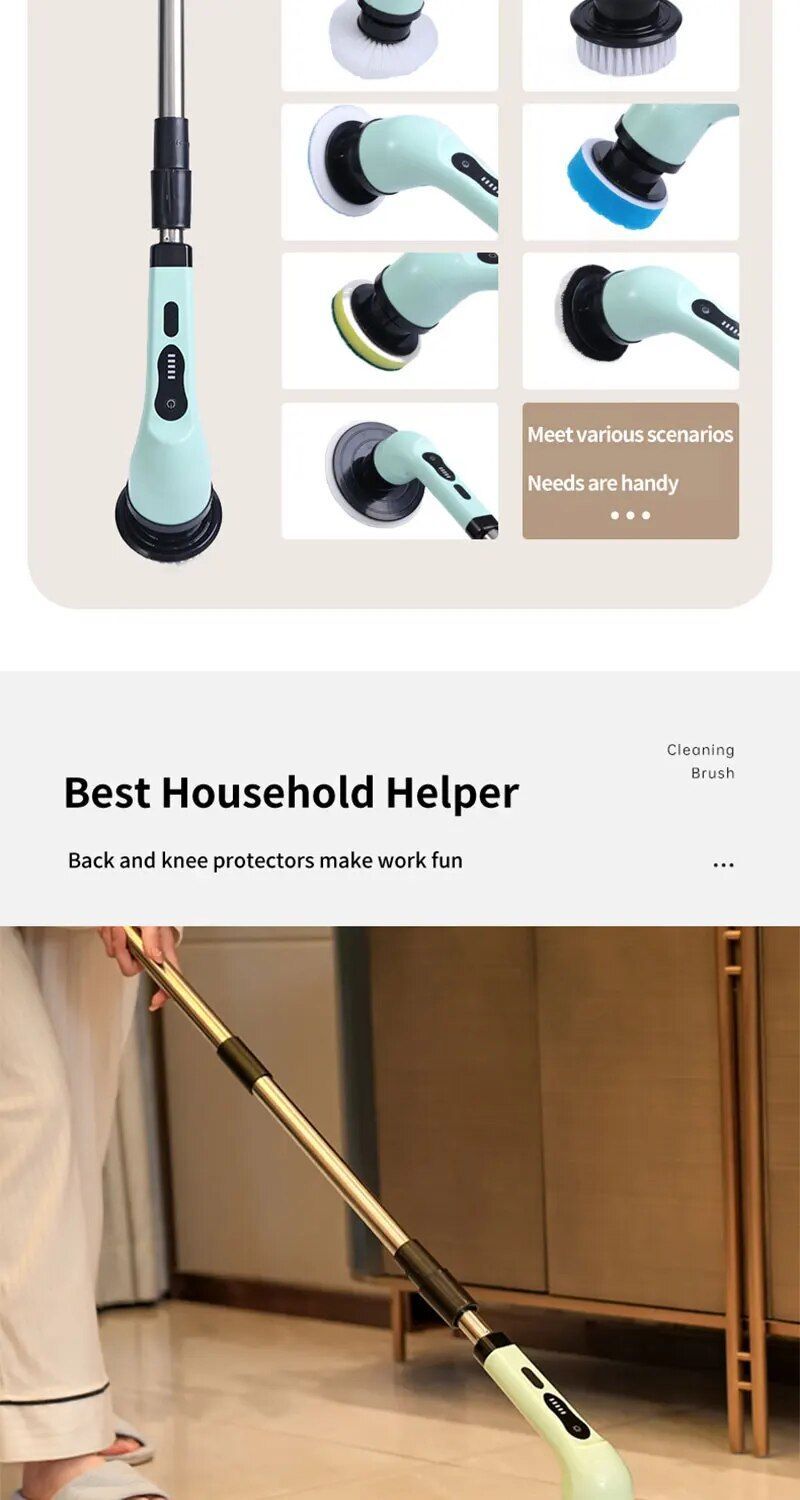 Wireless Home Cleaning Electric Rotating Cleaner Bathroom Window Kitchen Brushes
