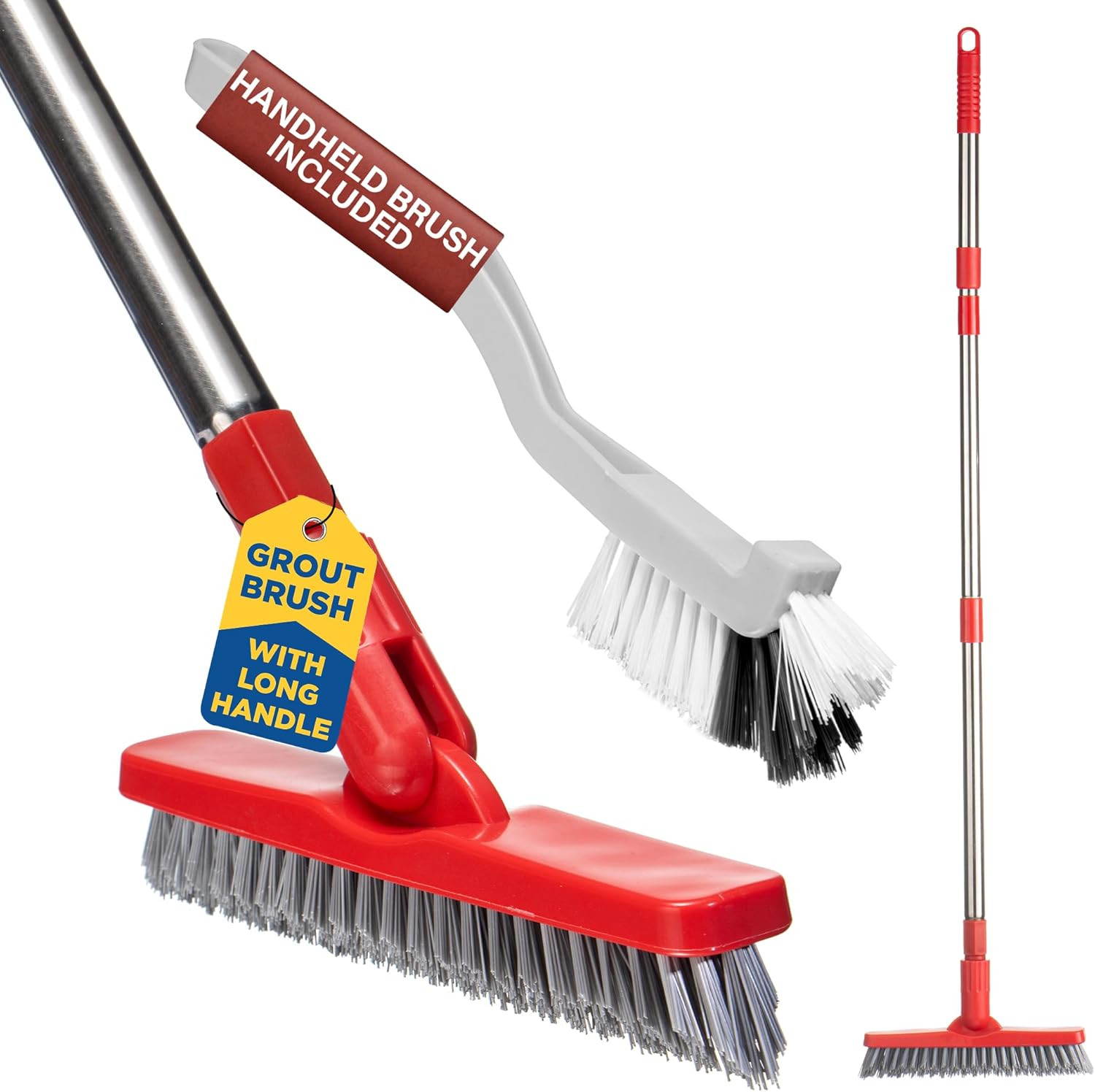 Foxtrot Living 2 in 1 Grout Brush with Long Adjustable Telescopic Handle and …