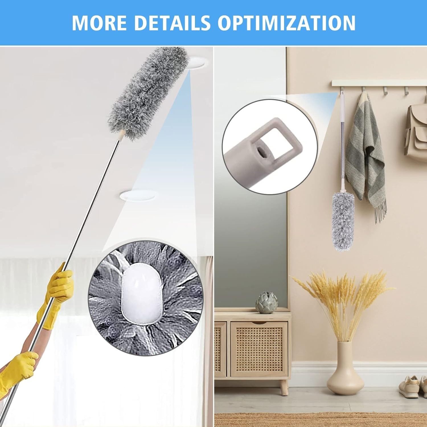 Bendable Microfiber Duster Set with 100” for Home & Car Cleaning
