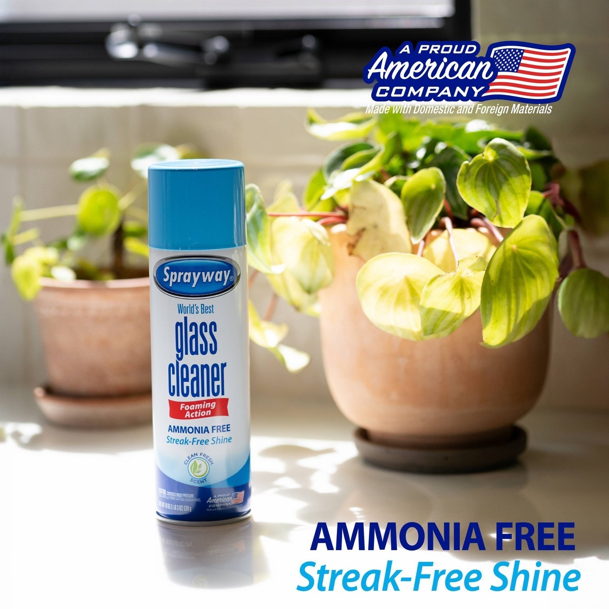 Glass Cleaner Ammonia Free Aerosol-19oz:Fresh Scent,Windows&Mirrors, Streak-Free