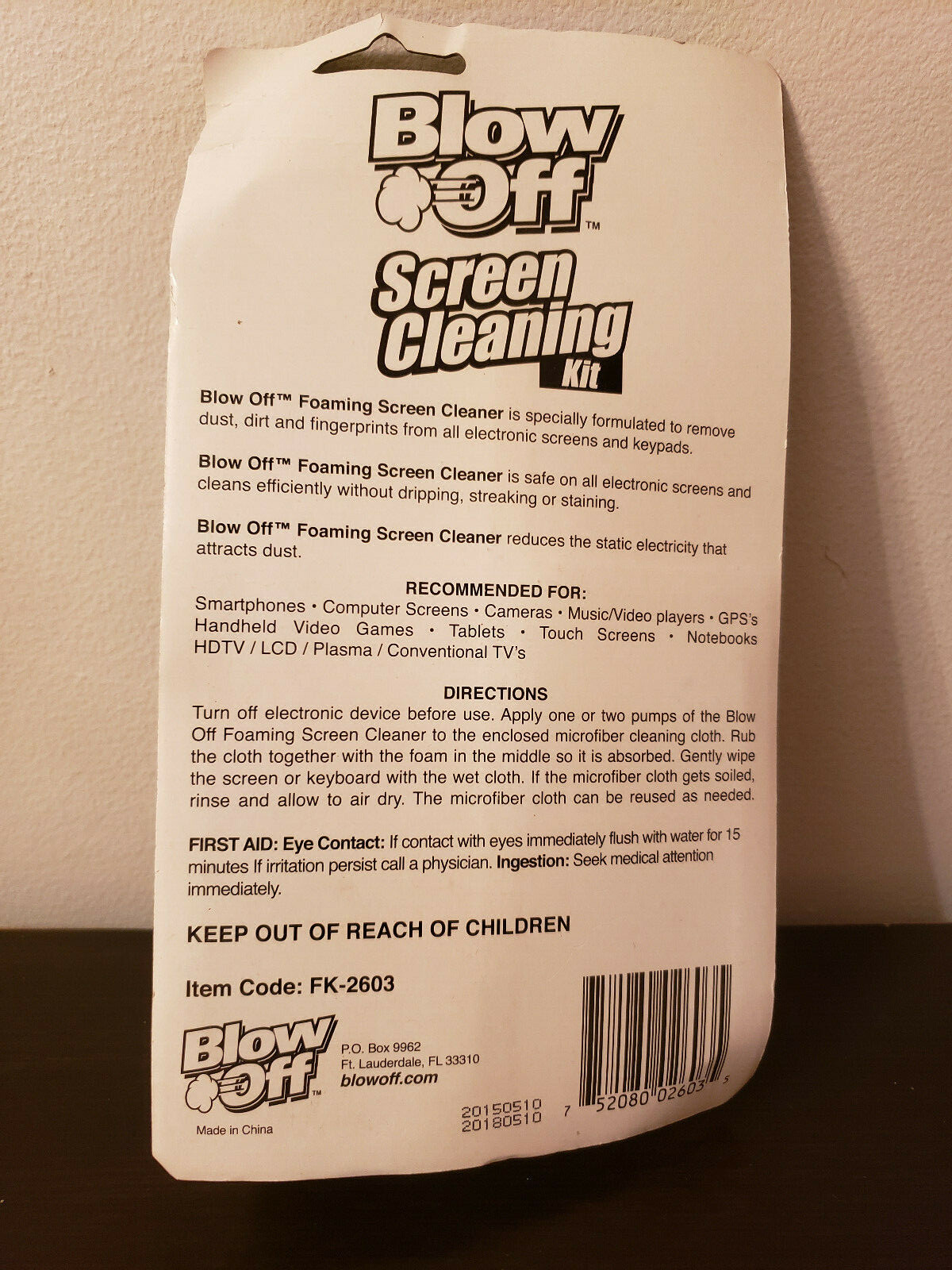 New, Unopened Blow Off Screen Cleaning Kit 2 .5 FL.oz (75 ml) Item Code: FK-2603