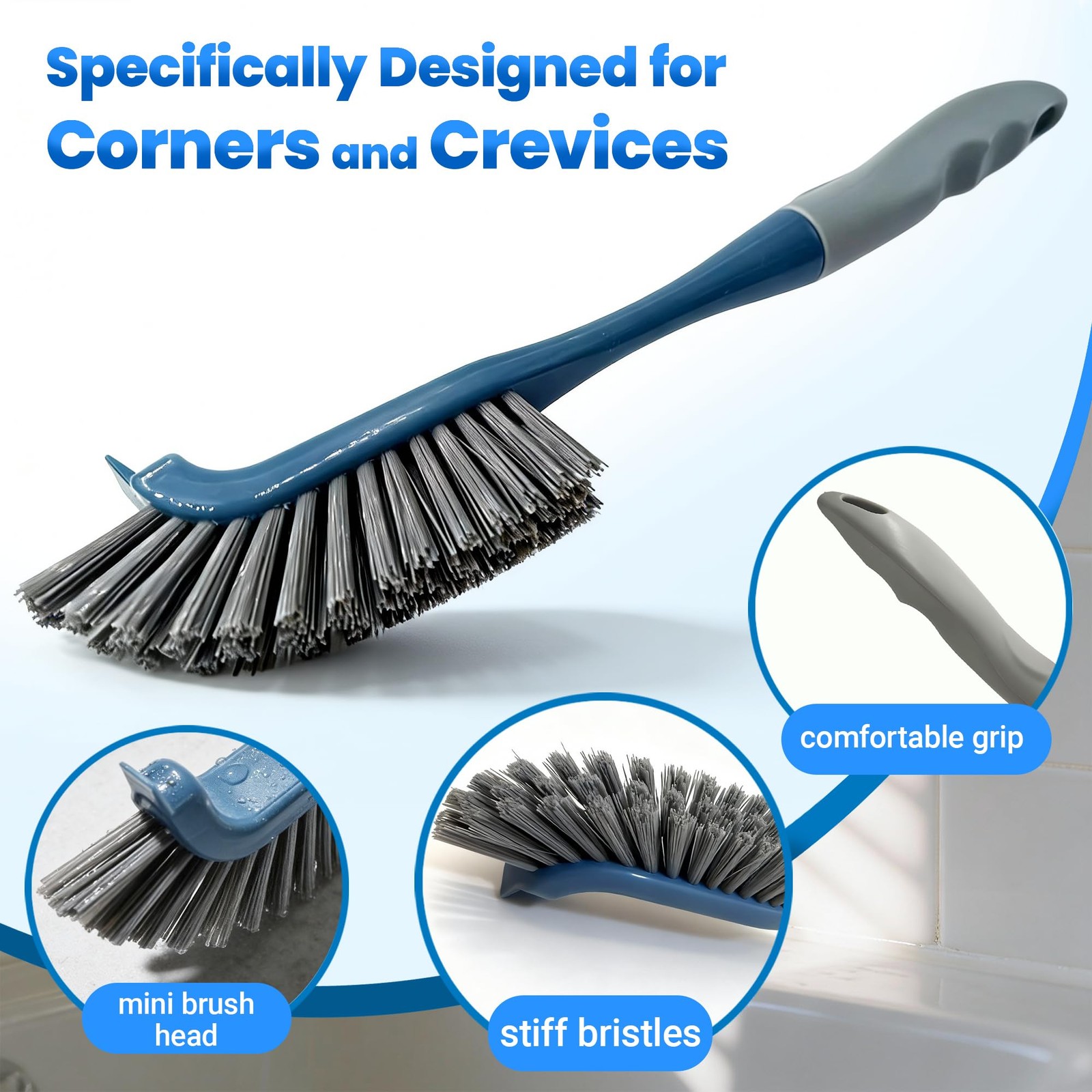 3 Pack Hard Bristle Scrub Brush Set, Cleaning Brush Designed for Cleaning Shower