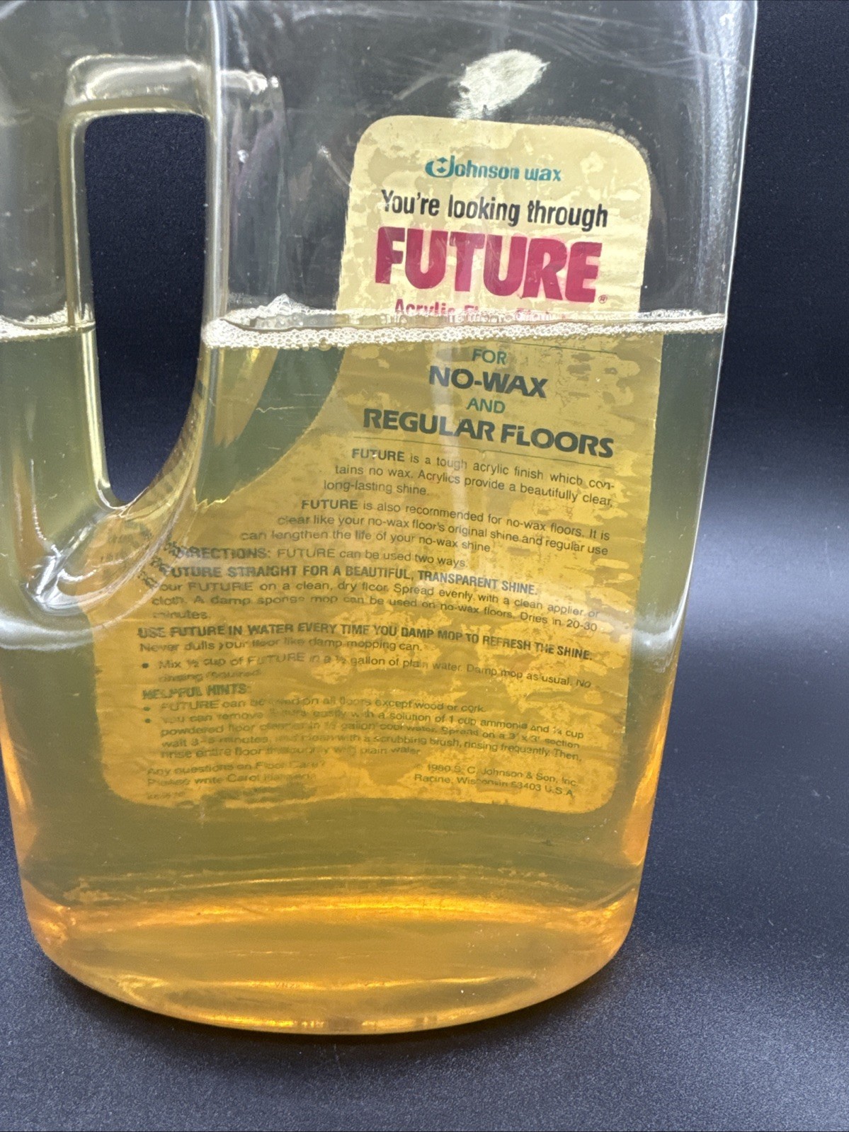 Vintage Future No Wax Floor Shine 1980 SE Johnson 46 oz ~75% full