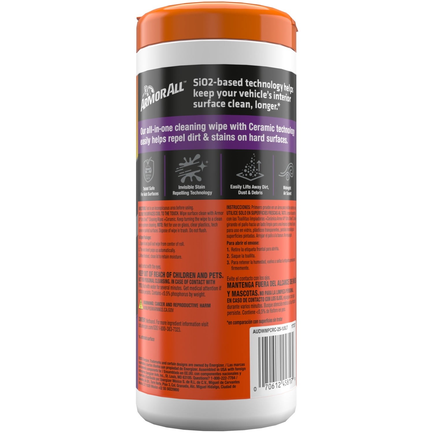 Armor All Ultra Shield + Ceramic Cleaning Wipes, 25 Count,NEW