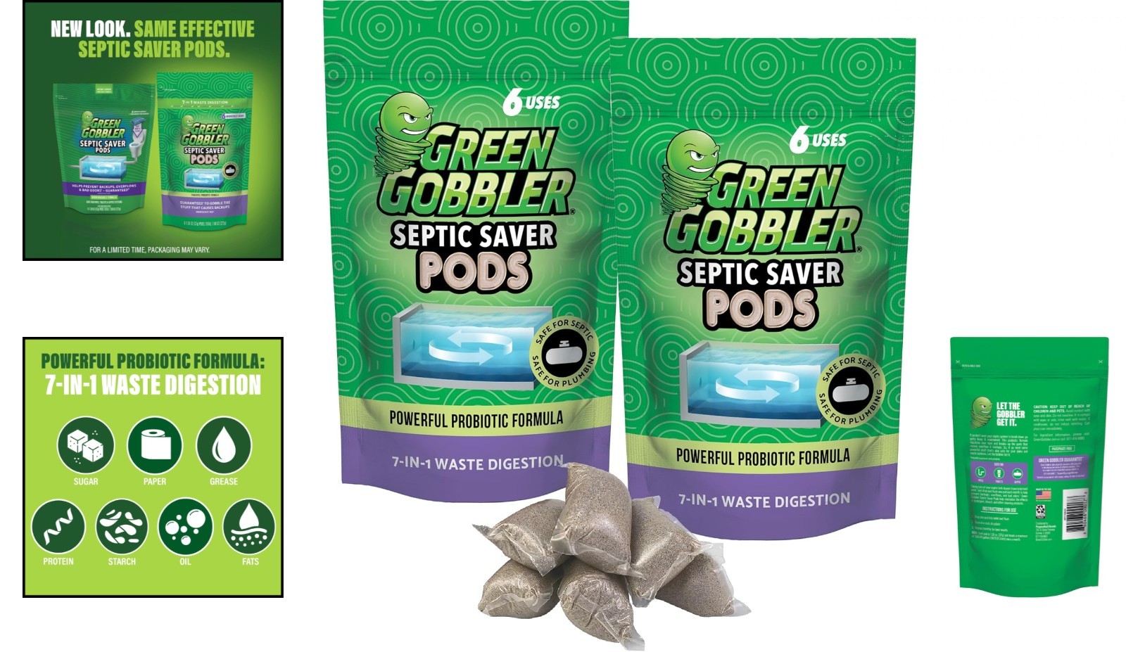 Green Gobbler Septic Tank Treatment Packets, 12 Supply – Natural Bacterial