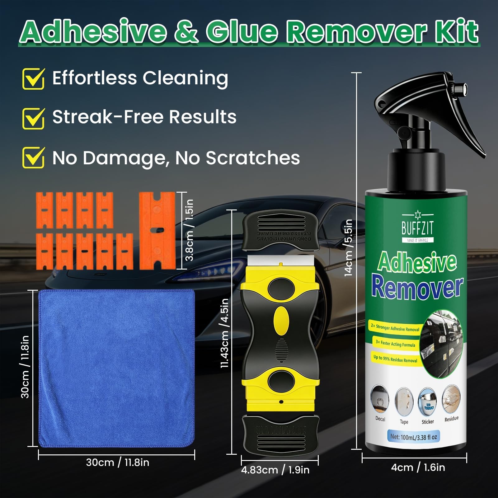 Adhesive Remover Spray for Cars, Glass & Plastic – Fast Glue & Sticker Cleaner,