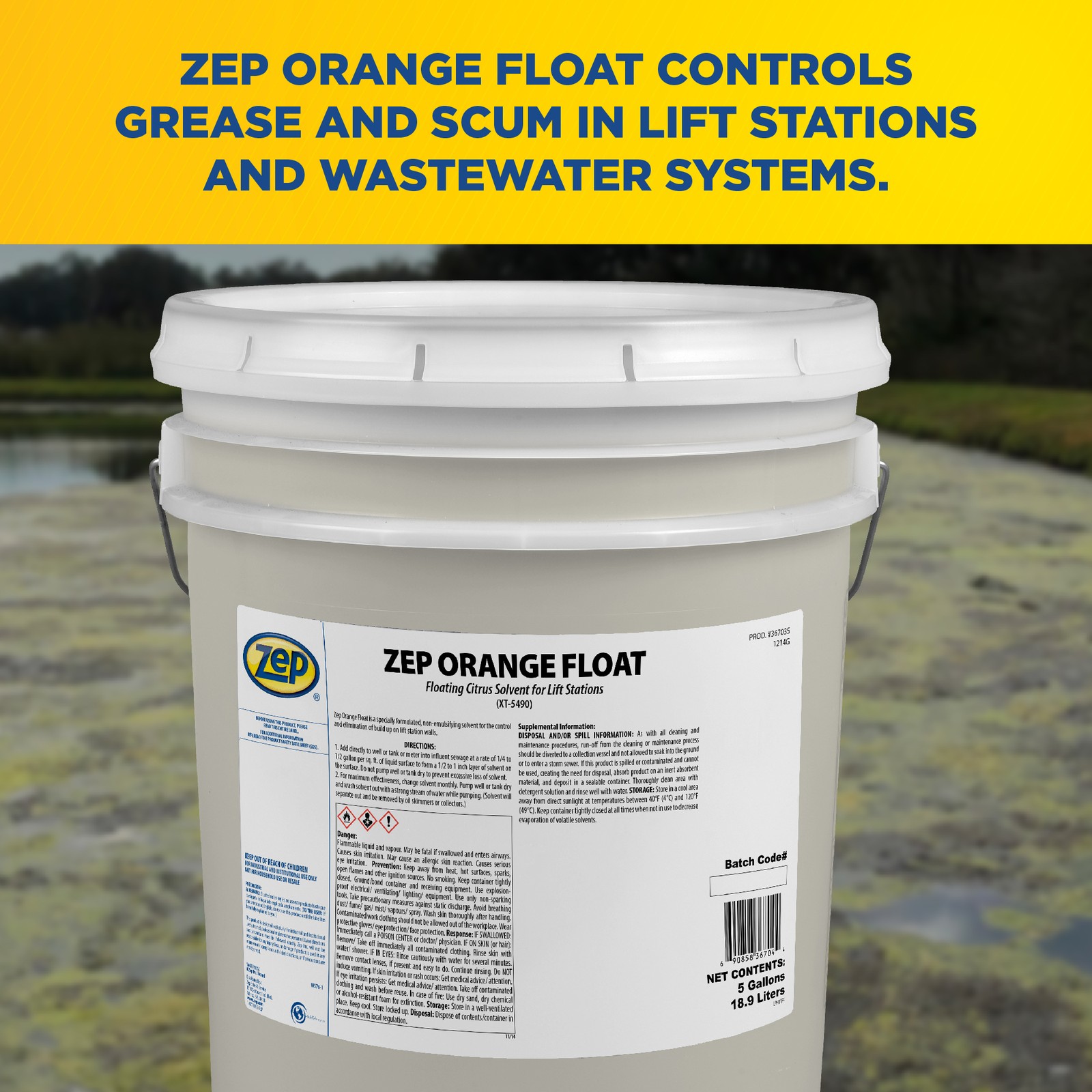 Zep Orange Float XT-5490 Floating Citrus Solvent – 5 Gallon (1 Unit) 367035 –