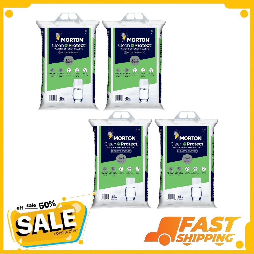 (4 pack) Morton® Clean and Protect Plus Rust Defense Water Softener Salt Pellets