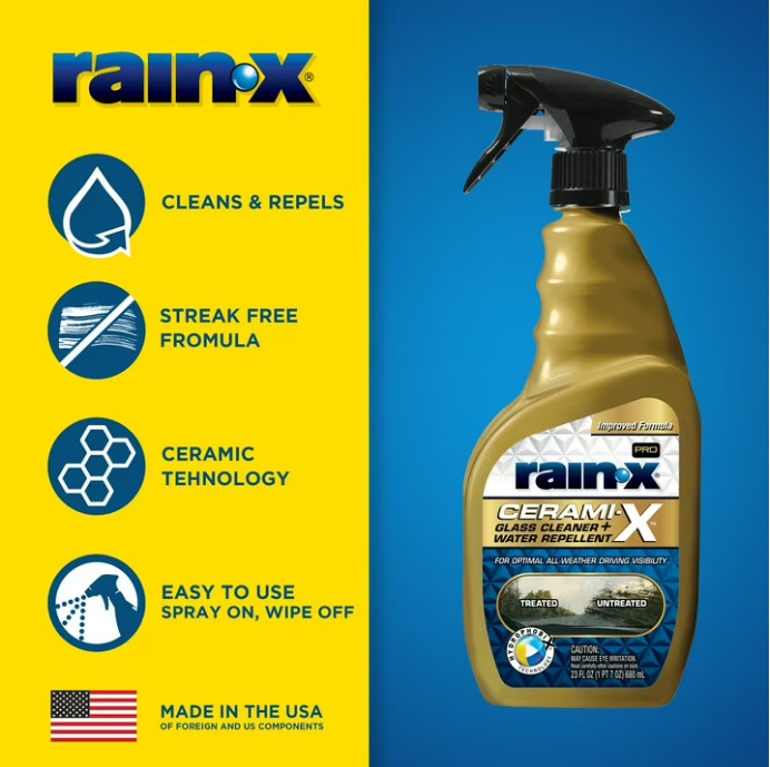 Rain-X 630177SRP Cerami-X Glass Cleaner + Water 16 Fl Oz (Pack of 1) 711265514
