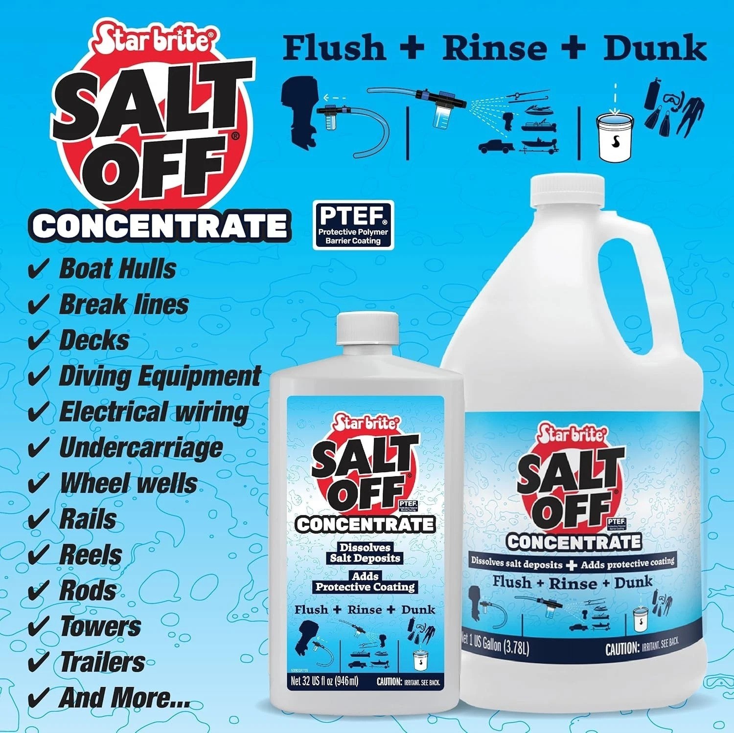 Salt Off Concentrate Salt & Engine Flush 128 OZ Gallon for Boats, Vehicles, T…