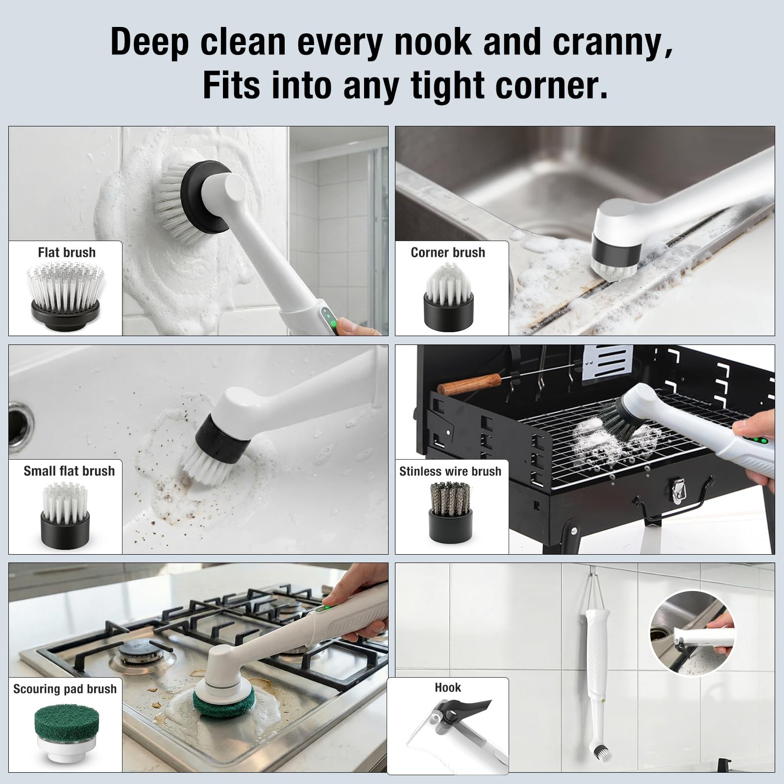 Dyfilmo Electric Spin Scrubber, Rechargeable Waterproof Grout Cleaning Brush …