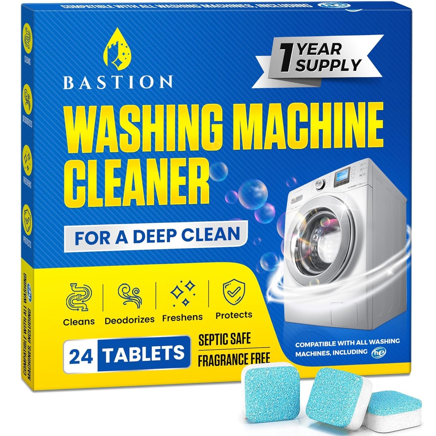 24 Pack Washing Machine Descaler Tablets HE Washing Machine Cleaner Tablets