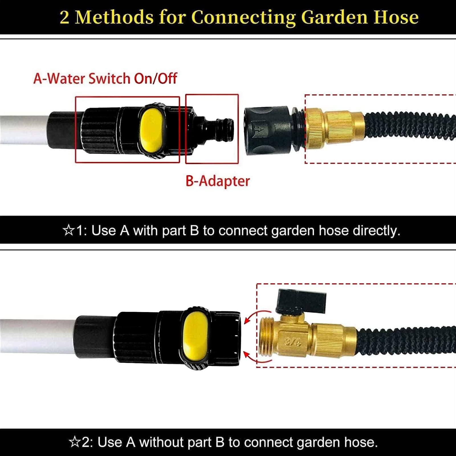 5-12 Foot (20 ft Reach) Car Wash Brush with 12-Inch Soft Bristle, On/Off Swit…