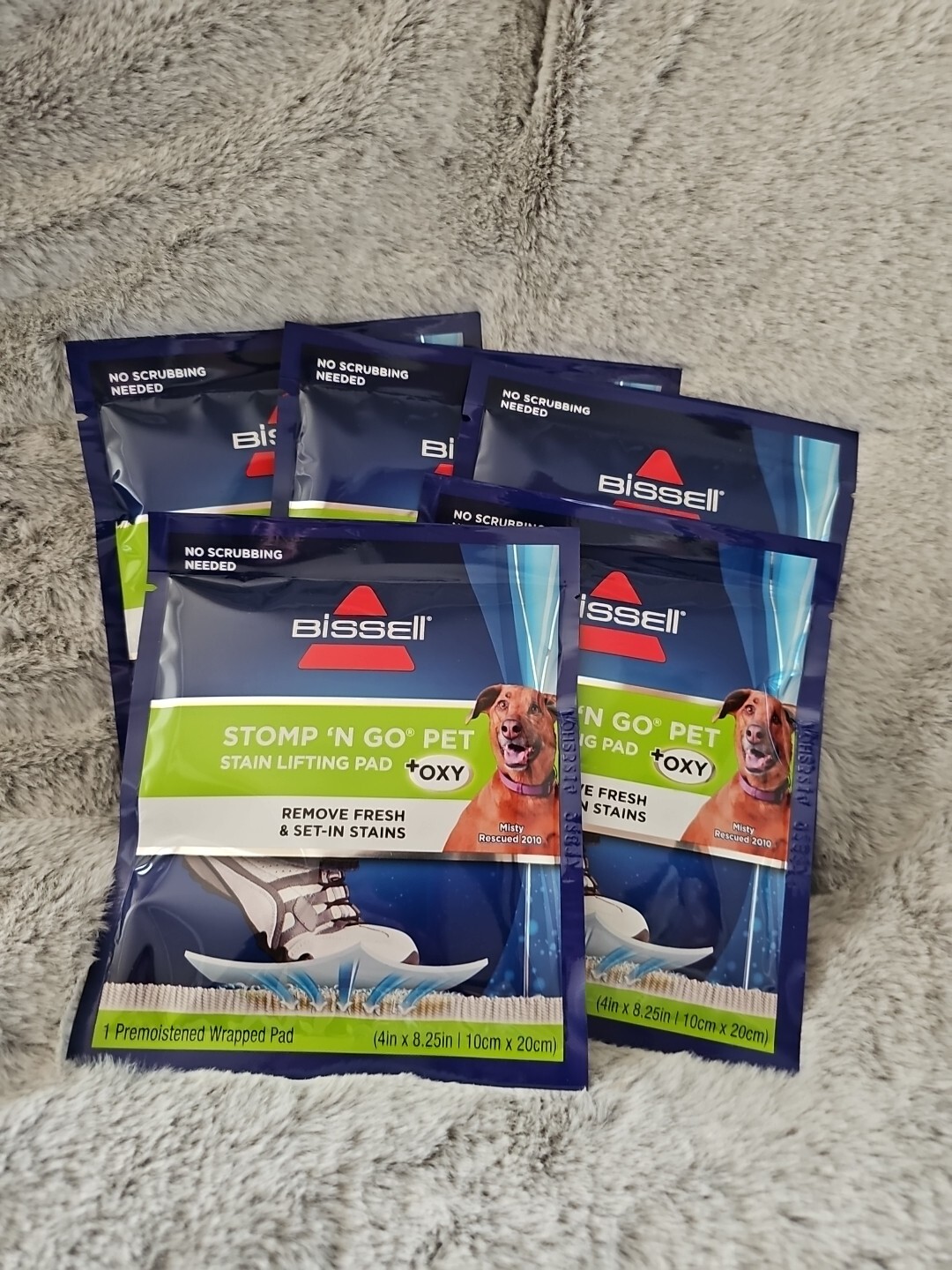 Lot of 5 New Bissell Stomp-N-Go Pet Stain Lifting Pads + Oxy New SEALED