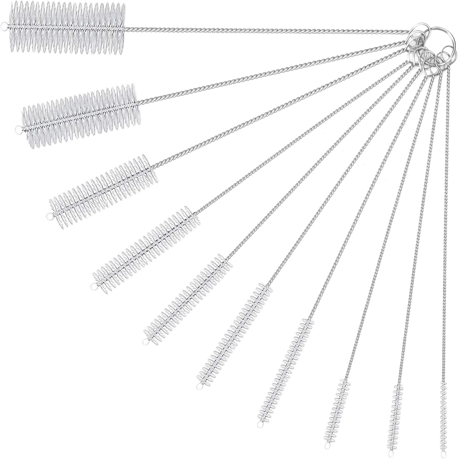 10 Pack Reusable Straw & Tube Cleaner Brushes Assorted Sizes