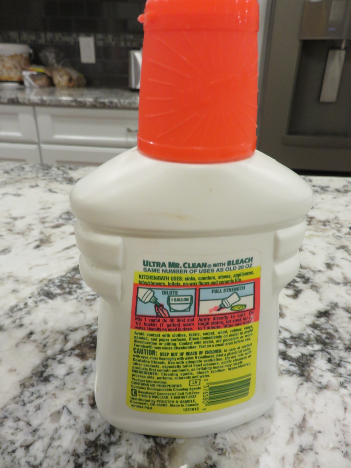 Vintage 1994 Mr Clean Ultra with Bleach 14 Fl Oz Open Bottle TV Movie Set Prop