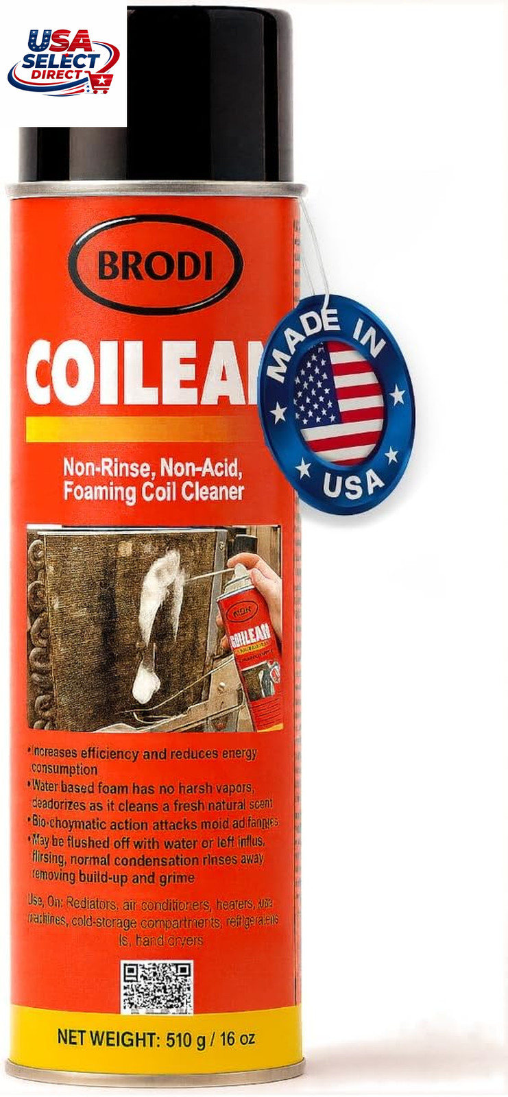 Coilean HVAC Coil Cleaner Foam, Non-Acidic, Self-Rinsing, 1 Pack