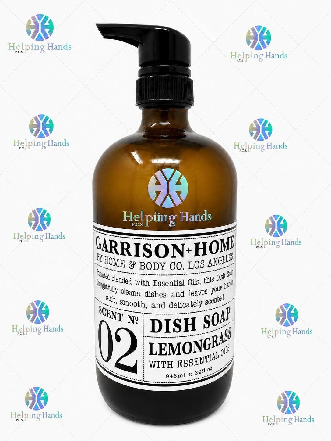 Garrison Home Body Lemongrass Dish Soap Essential Oil JUMBO 32oz GLASS BOTTLE
