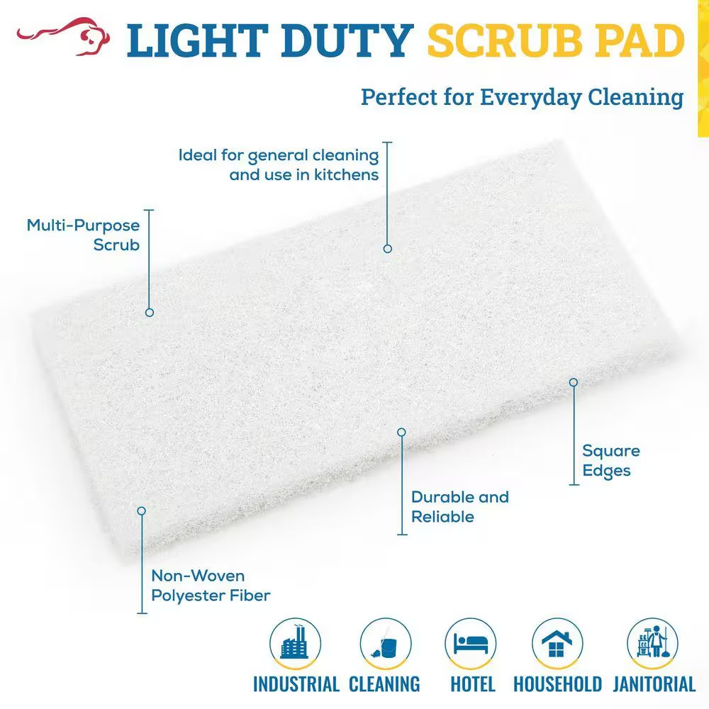 Light Duty Cleaning Scrubbing Pads 5-Pieces Bundle W/ Threaded Swivel EZ Scrub P