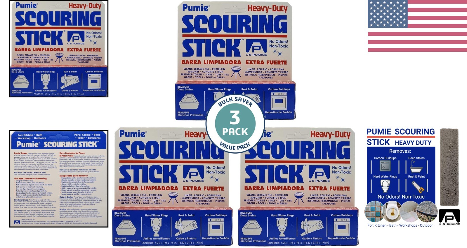 Eco-Friendly 3-Pack Pumice Cleaning Sticks – Safe for Homes with Kids & Pets