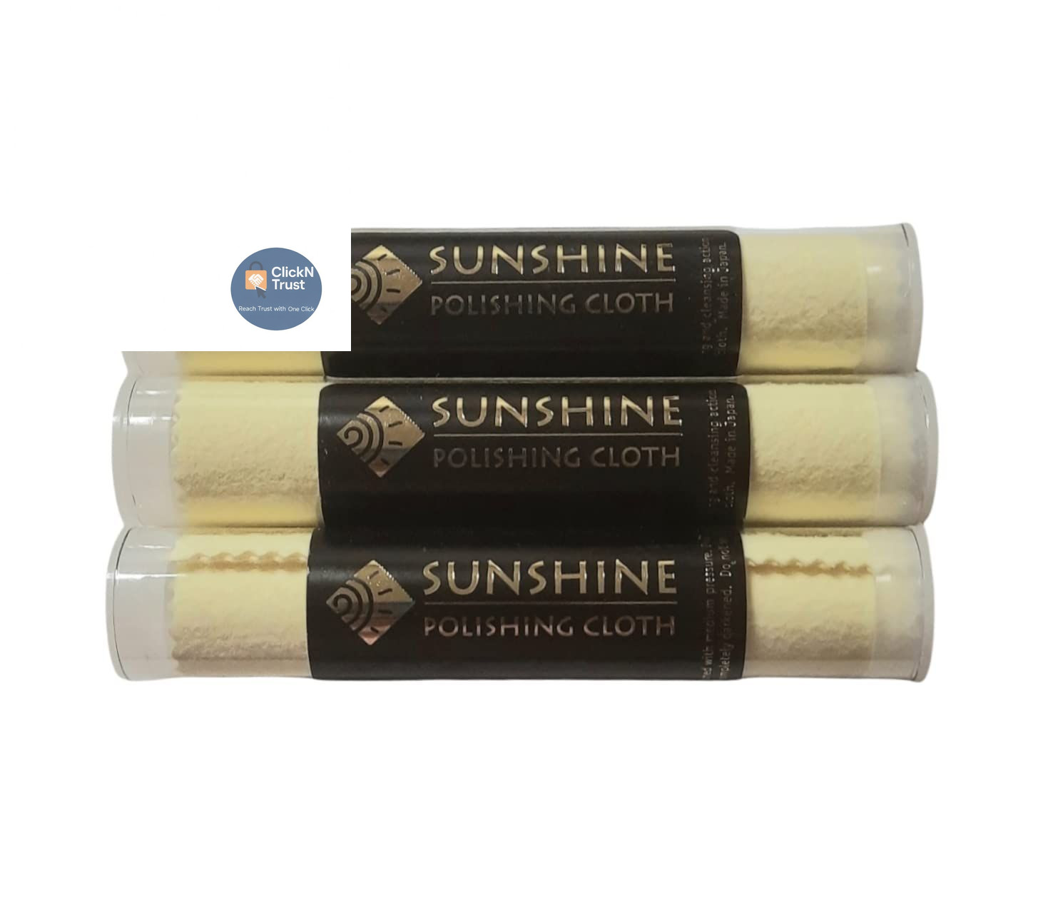 Sunshine 3 Polishing Cloths Jewelry Cleaner Tube Silver Brass Gold 7.5″ x 5″