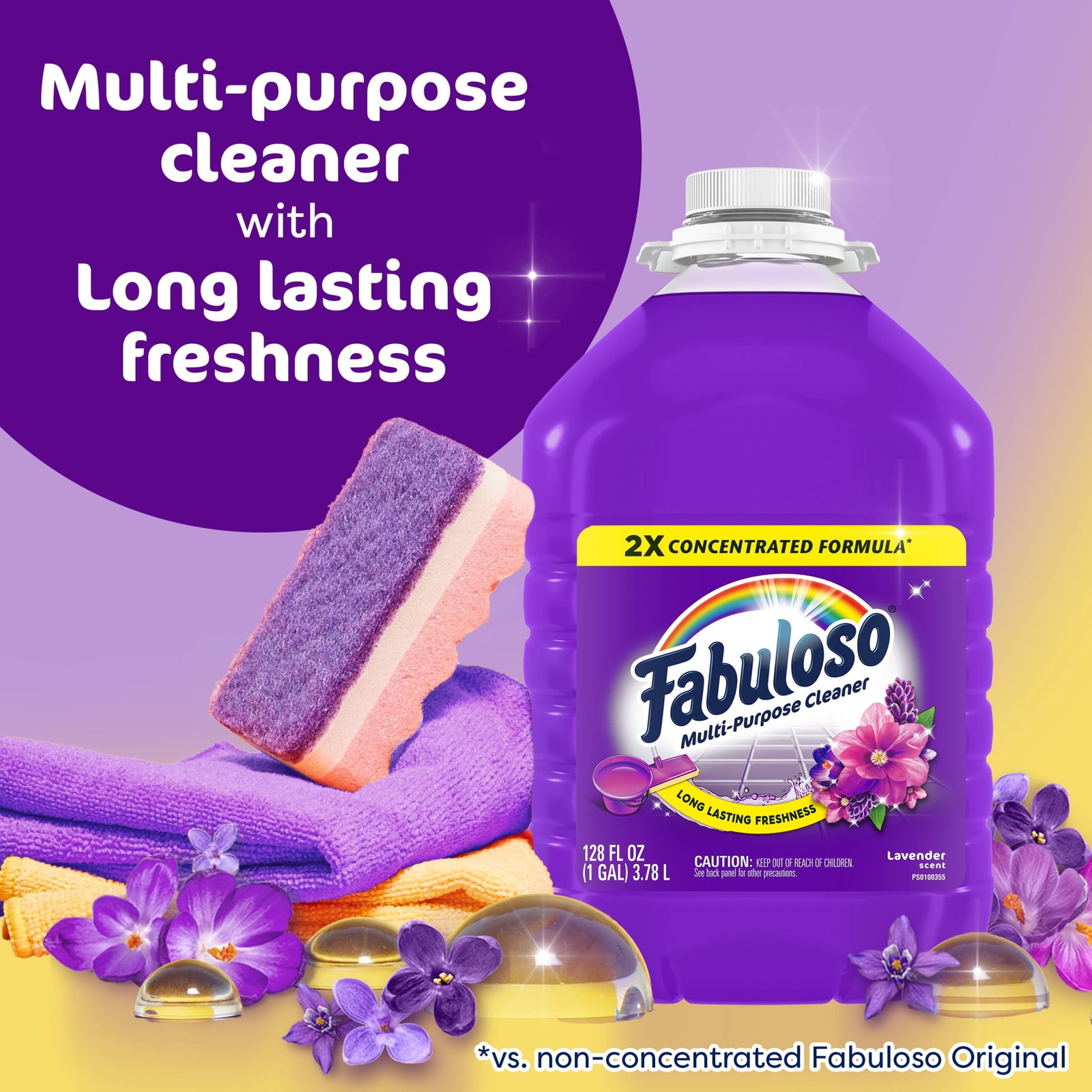 (2pack) 2X Multi-Purpose Cleaner,No Rinse Floor Cleaner,Lavender Scent,128fl oz