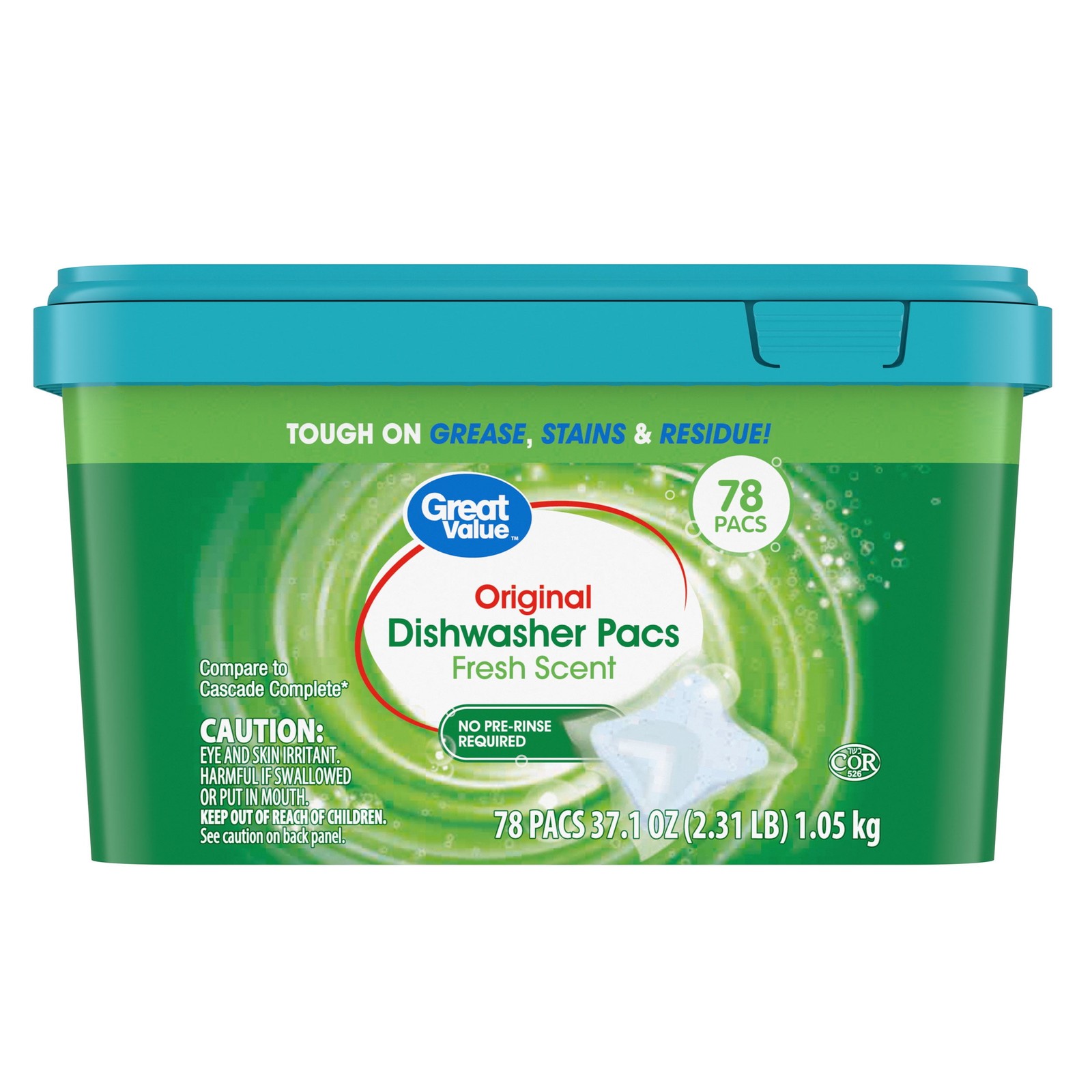 (4 Pack) Great Value Automatic Dishwasher Pacs, Fresh Scent, 78 Count