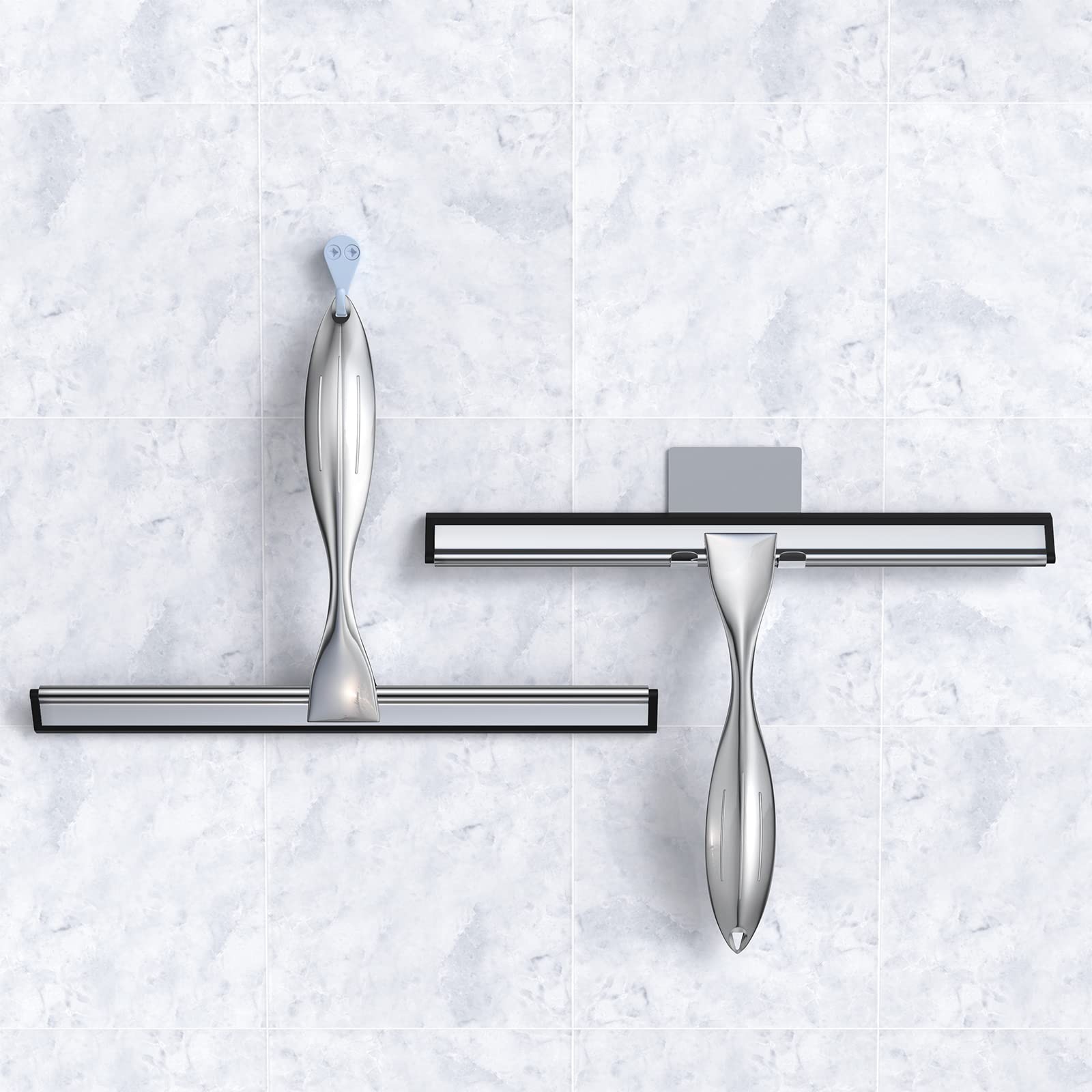 10-Inch Stainless Steel Shower Squeegee Set for Streak-Free Glass, Tiles & Mirro