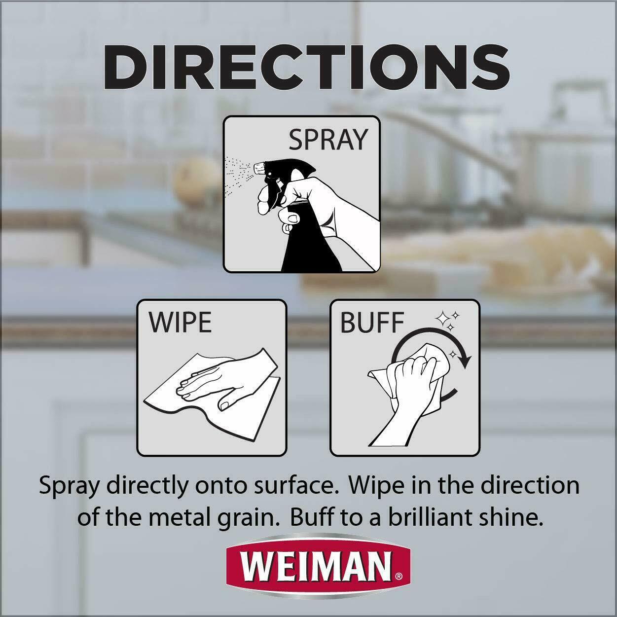 (2-Pk) Weiman STAINLESS STEEL Appliance Grill Range CLEANER & POLISH Streak Free