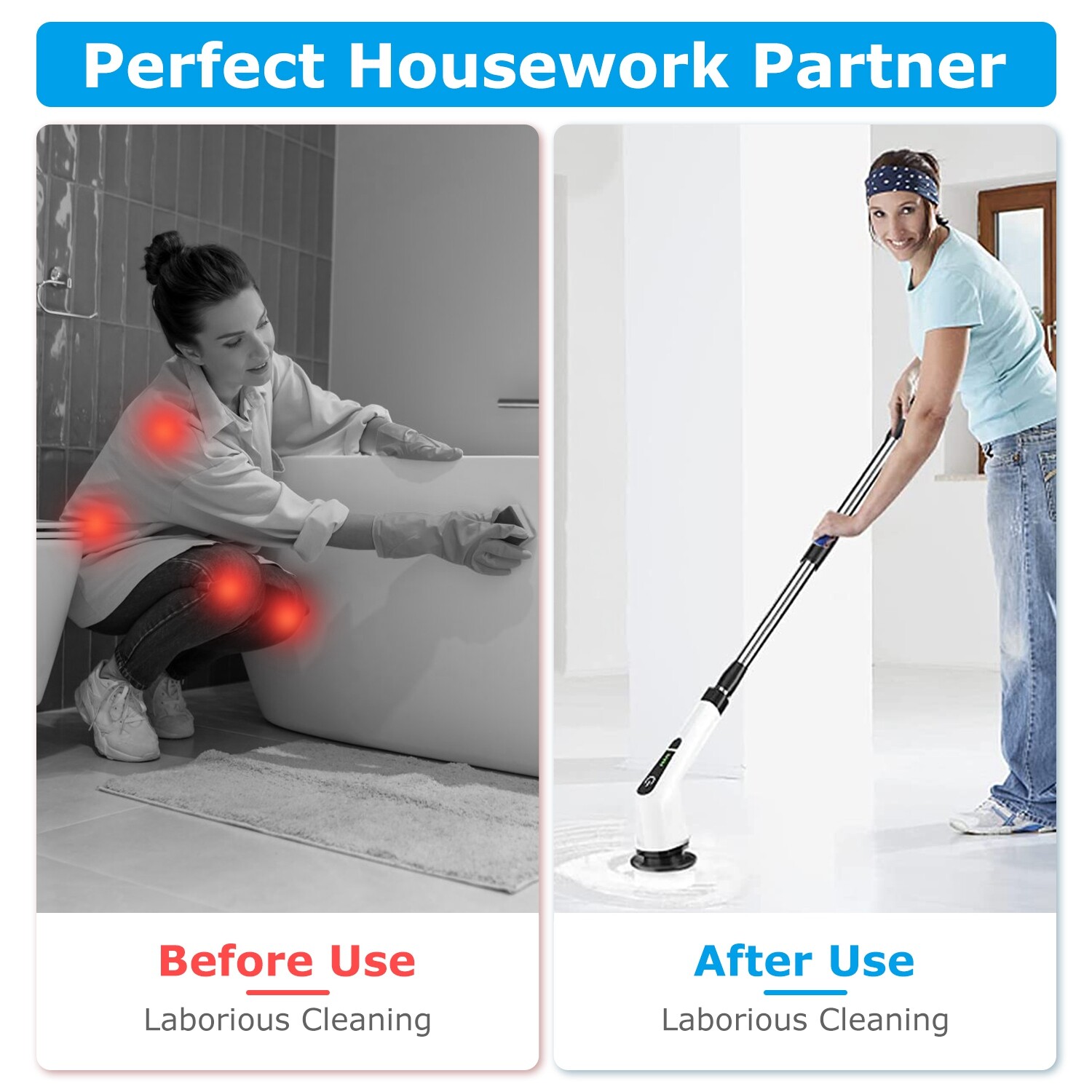 Electric Scrubtastic Cordless Spin Scrubber 8 Head Car Cleaning Mop Rechargeable