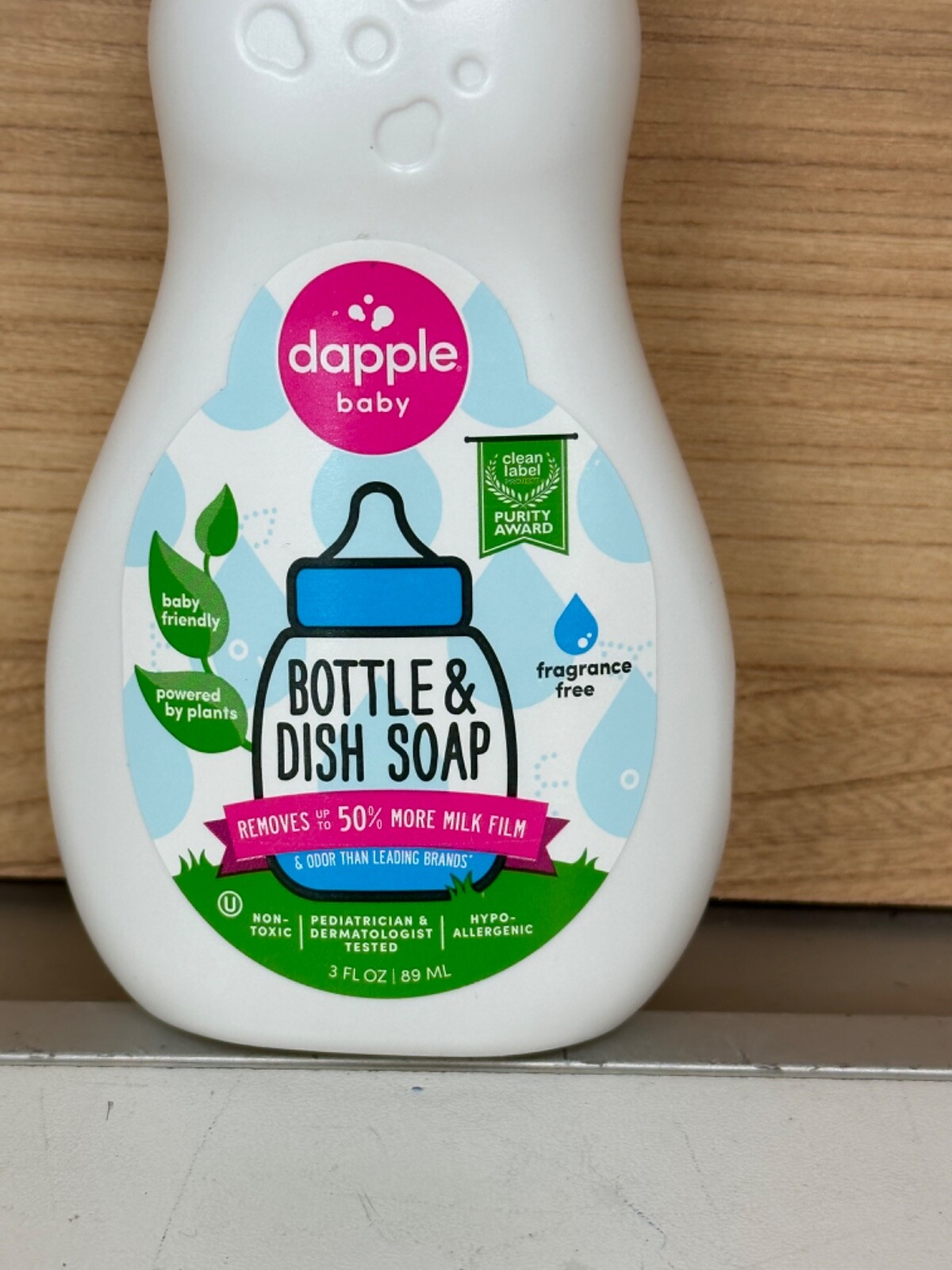 Travel-Size Dapple Fragrance Free Baby Bottle & Dish Soap 3oz/89ML
