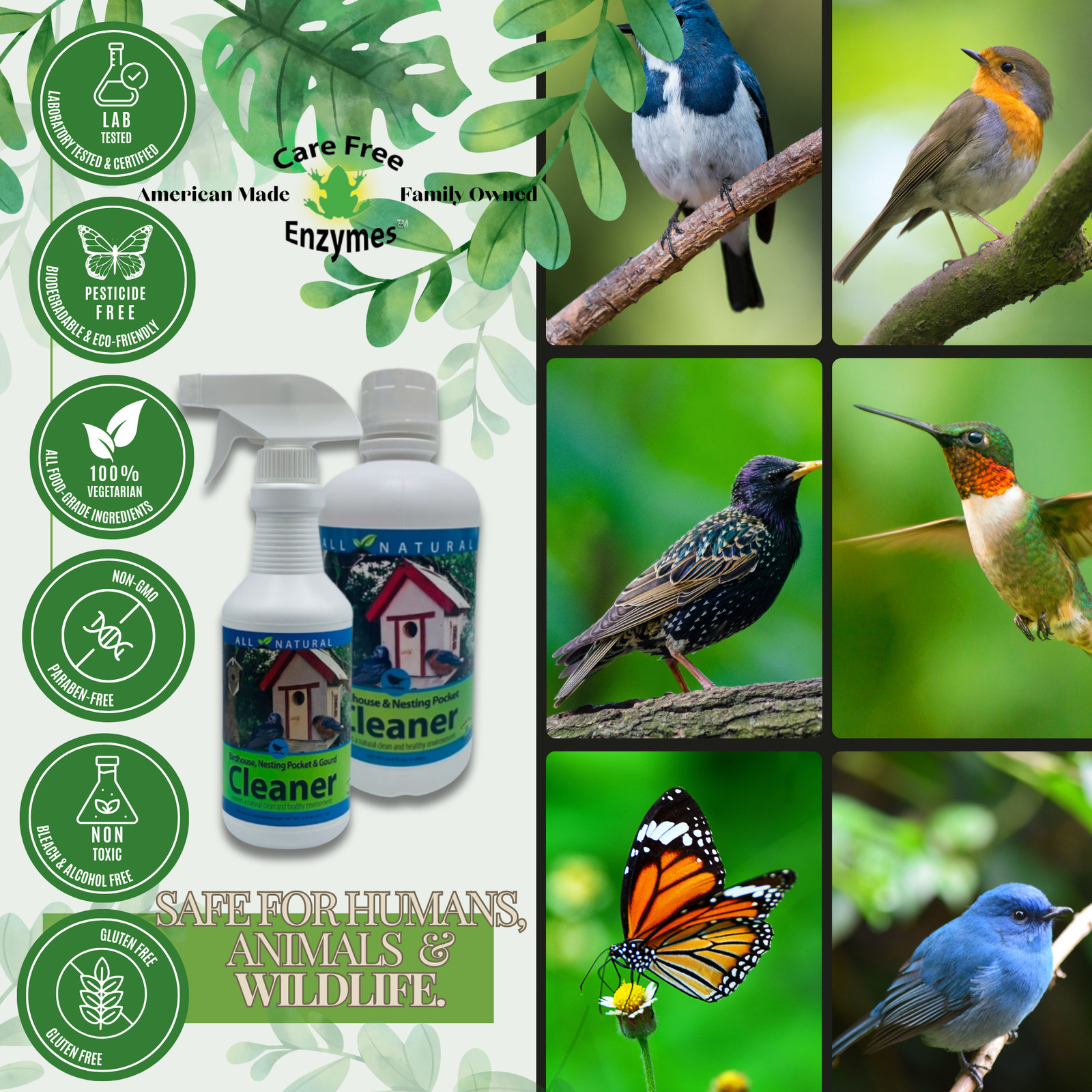 Natural Birdhouse, Gourd & Nesting Pocket Cleaner | Safe for All Nesting Birds |