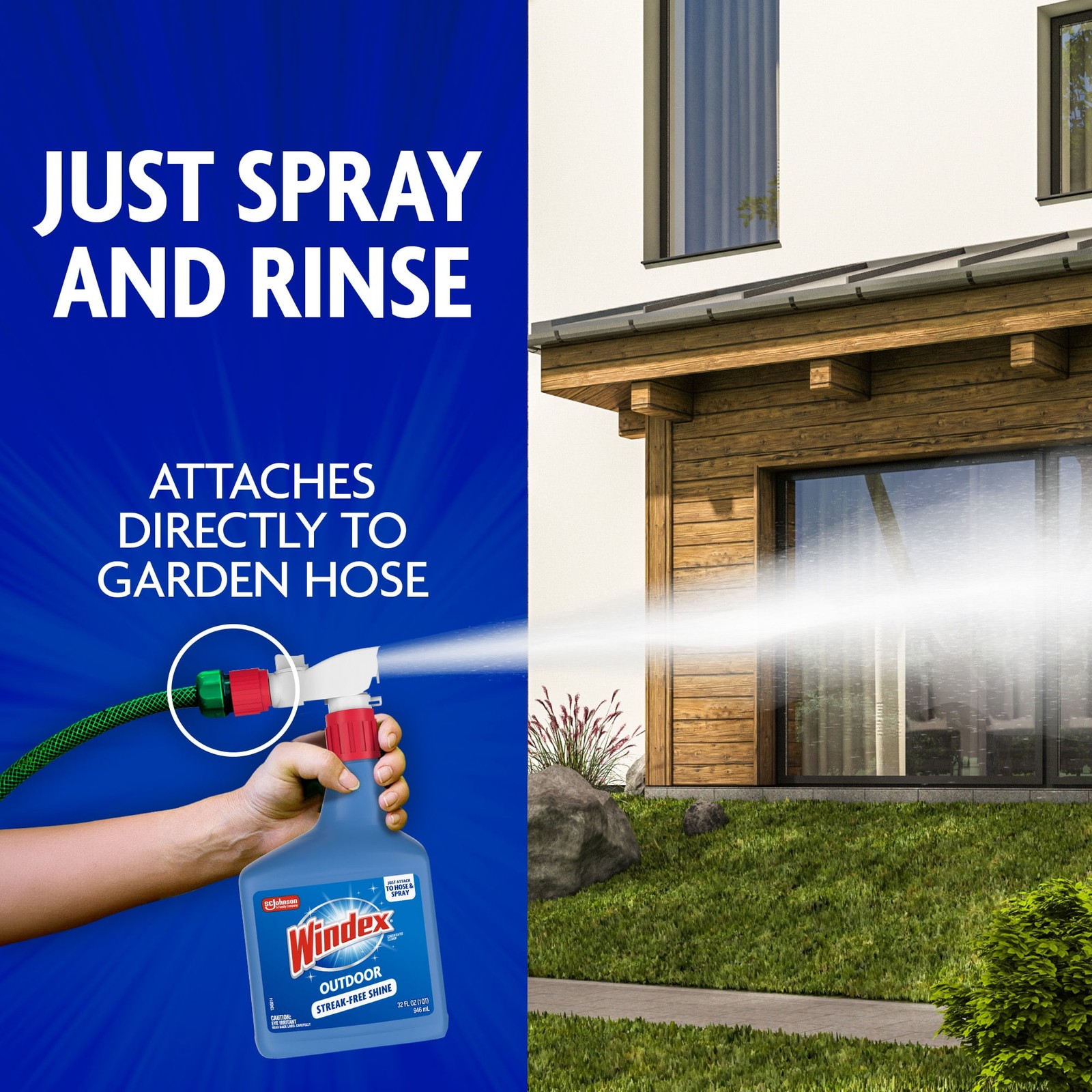 Windex Outdoor Window Cleaner, Concentrated Cleaning Sprayer for Garden Hose