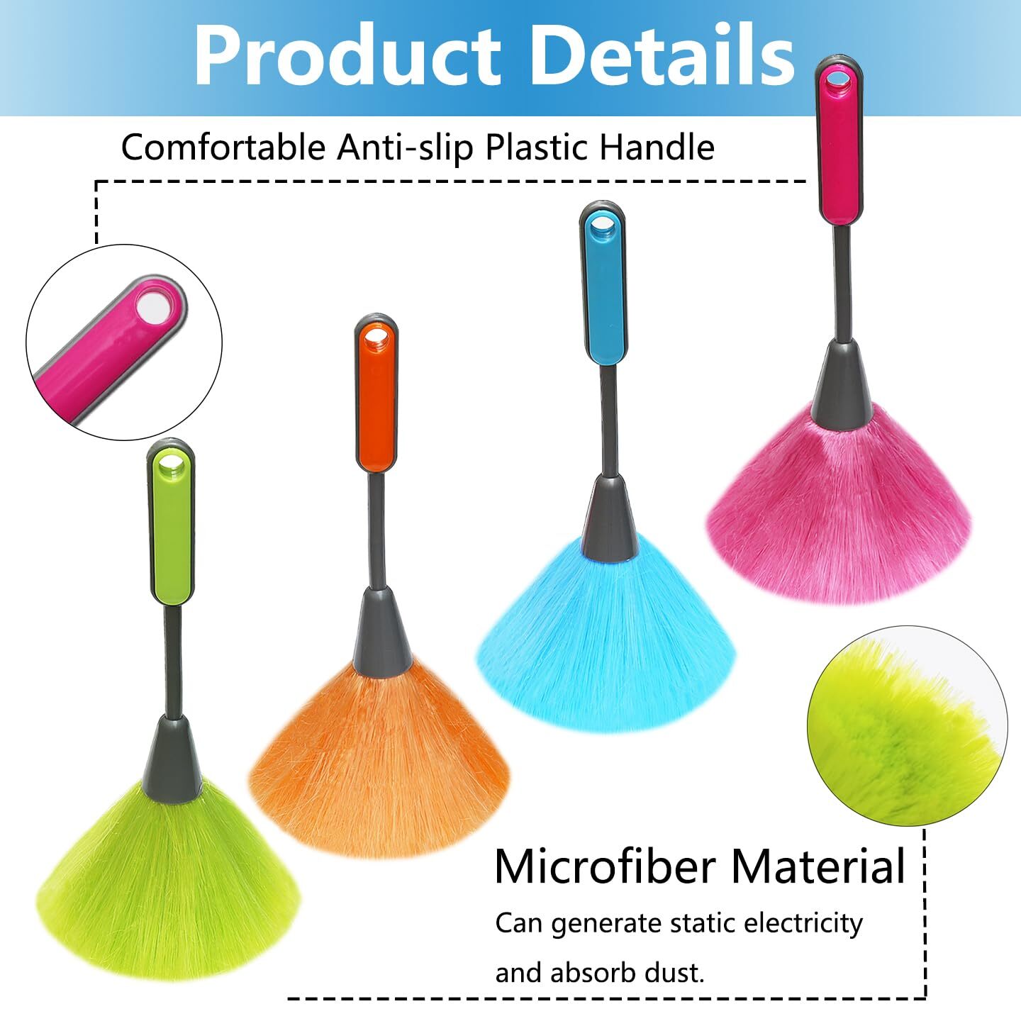 4 Pack 10″ Small Microfiber Duster, Delicate Fluffy Microfiber Feather Duster…