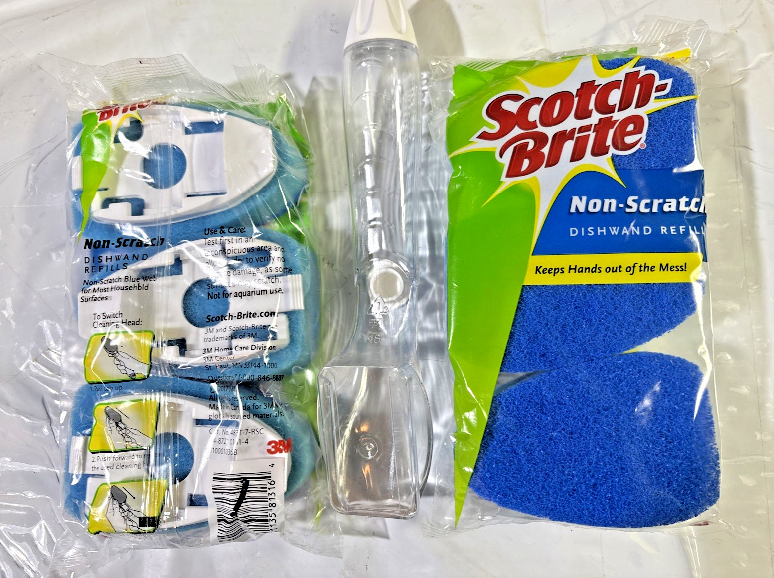 Scotch-Brite Non-Scratch Dishwand 1 Wand & 6 Refill Pads Lot-Closeout
