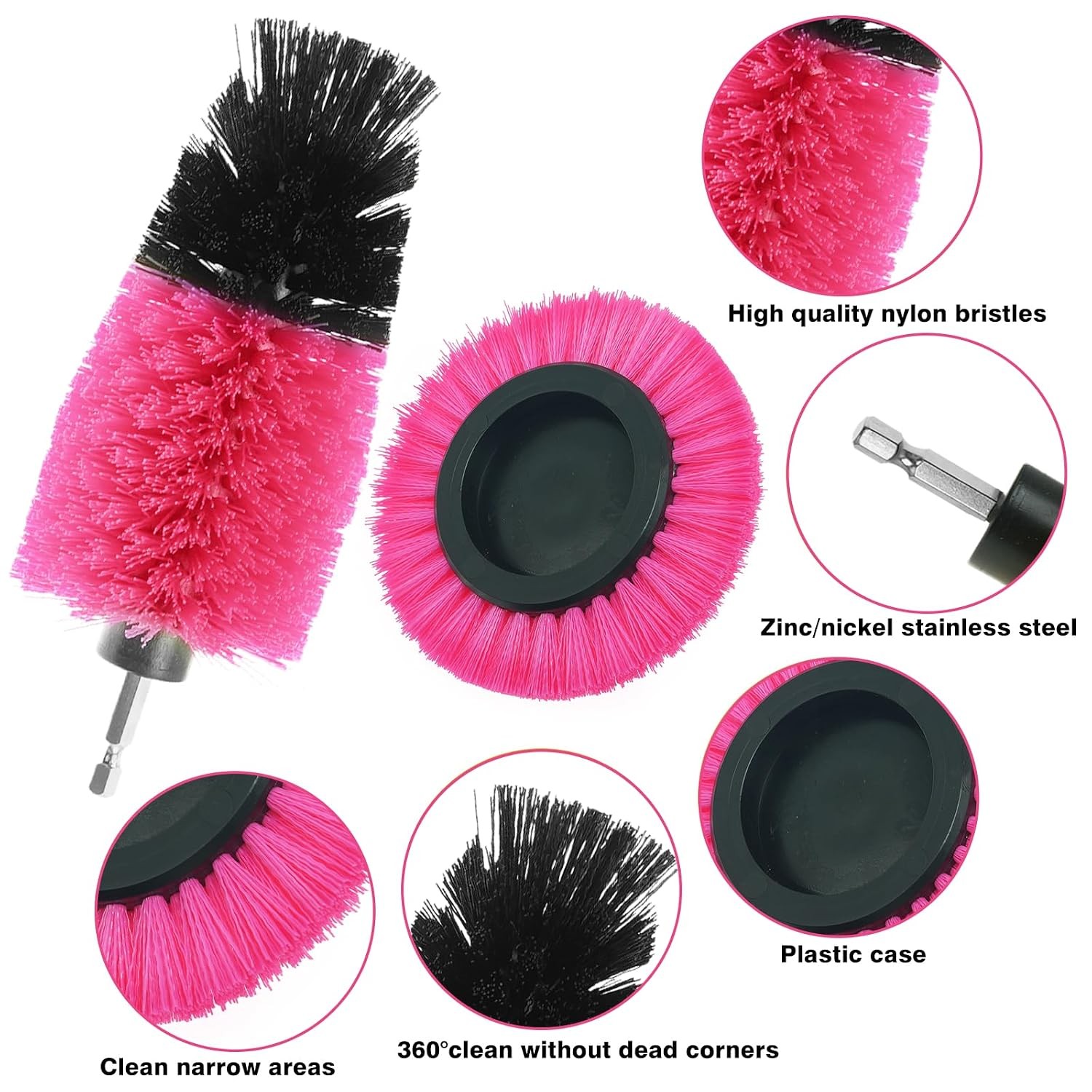 8 Pcs Drill Brush Attachment Set, Power Cleaning Scrub Brush Kit with Extend Lon