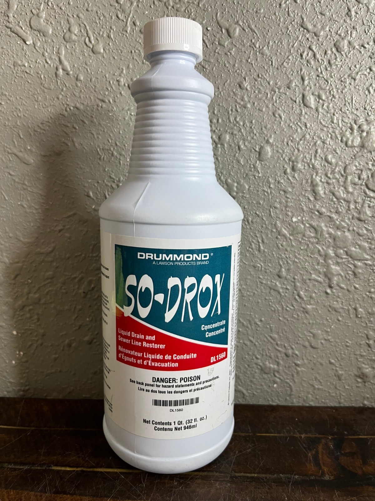 Drummond So-Drox Liquid Drain & Sewer Line Restorer Concentrate 1 Qt 32oz DL1560