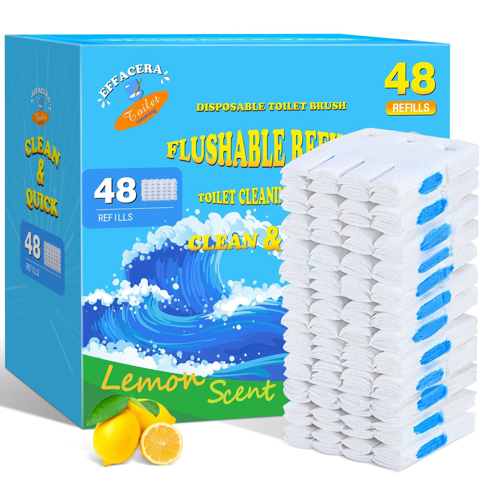 48 Count Flushable Toilet Refills, Disposable Toilet Bowl Paper Bulk, Fresh F…