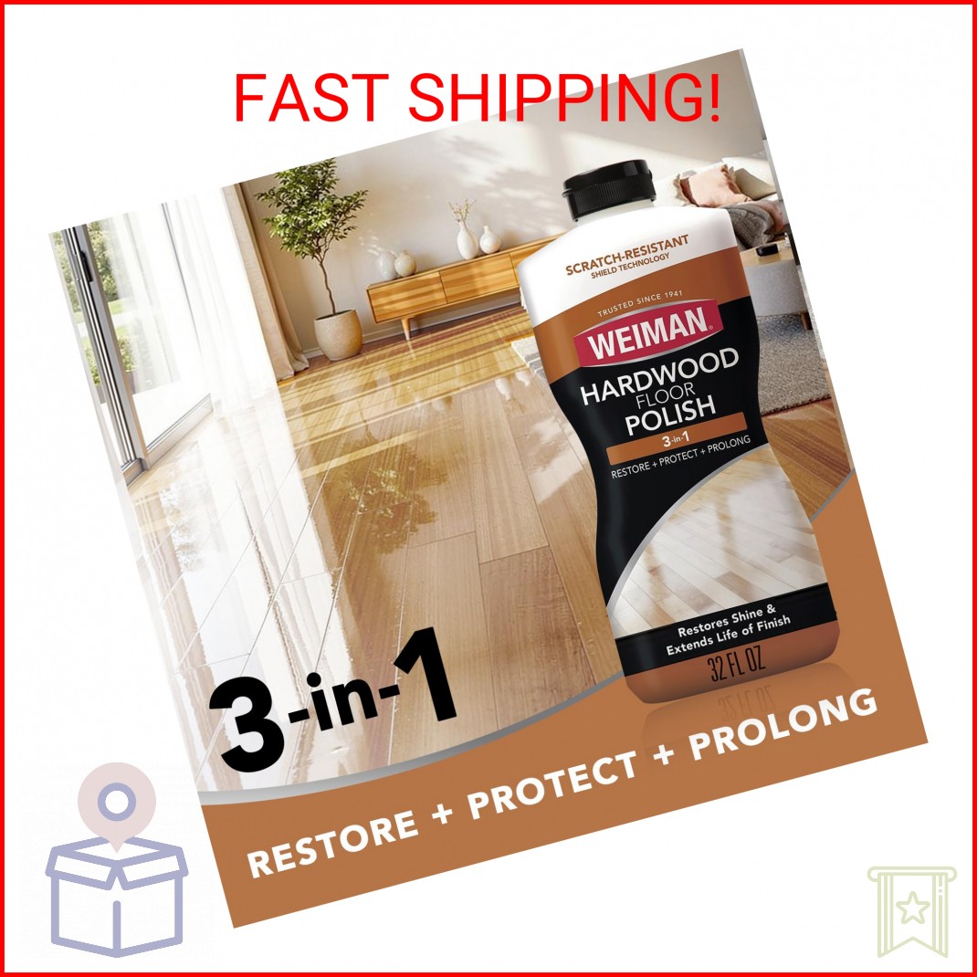 Weiman Wood Floor Polish and Restorer 32 Oz 3PC Bundle – High-Traffic Hardwood F