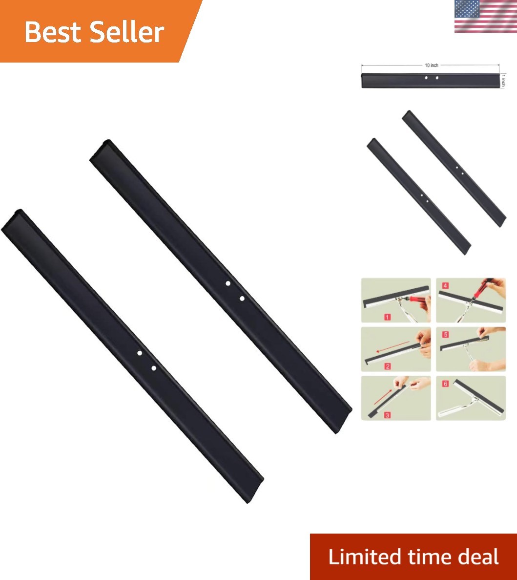 2PCS 10-Inch Silicone Rubber Squeegee Replacement Blades for Effortless Cleaning