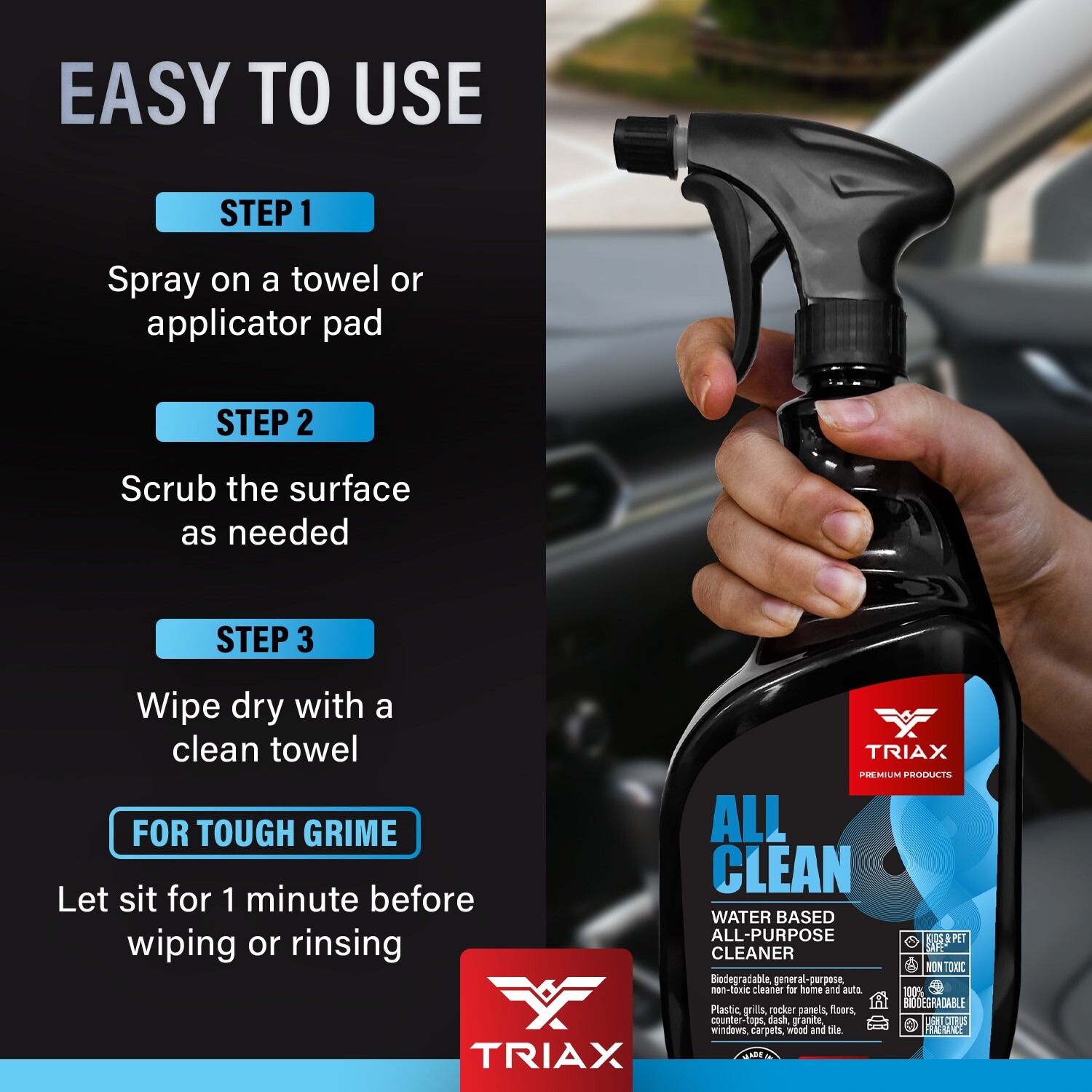 TRIAX All-Clean Professional Grade, Multi-Purpose, Non-Toxic Cleaner (1 Gallon)