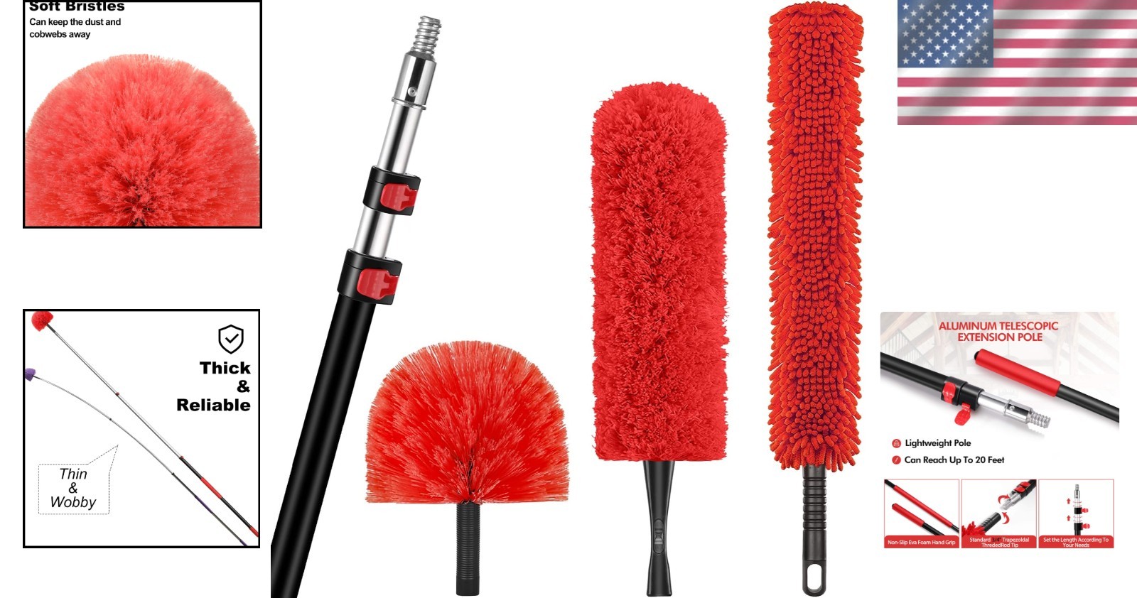 Adjustable 5-12ft Dusting Kit for High Ceilings