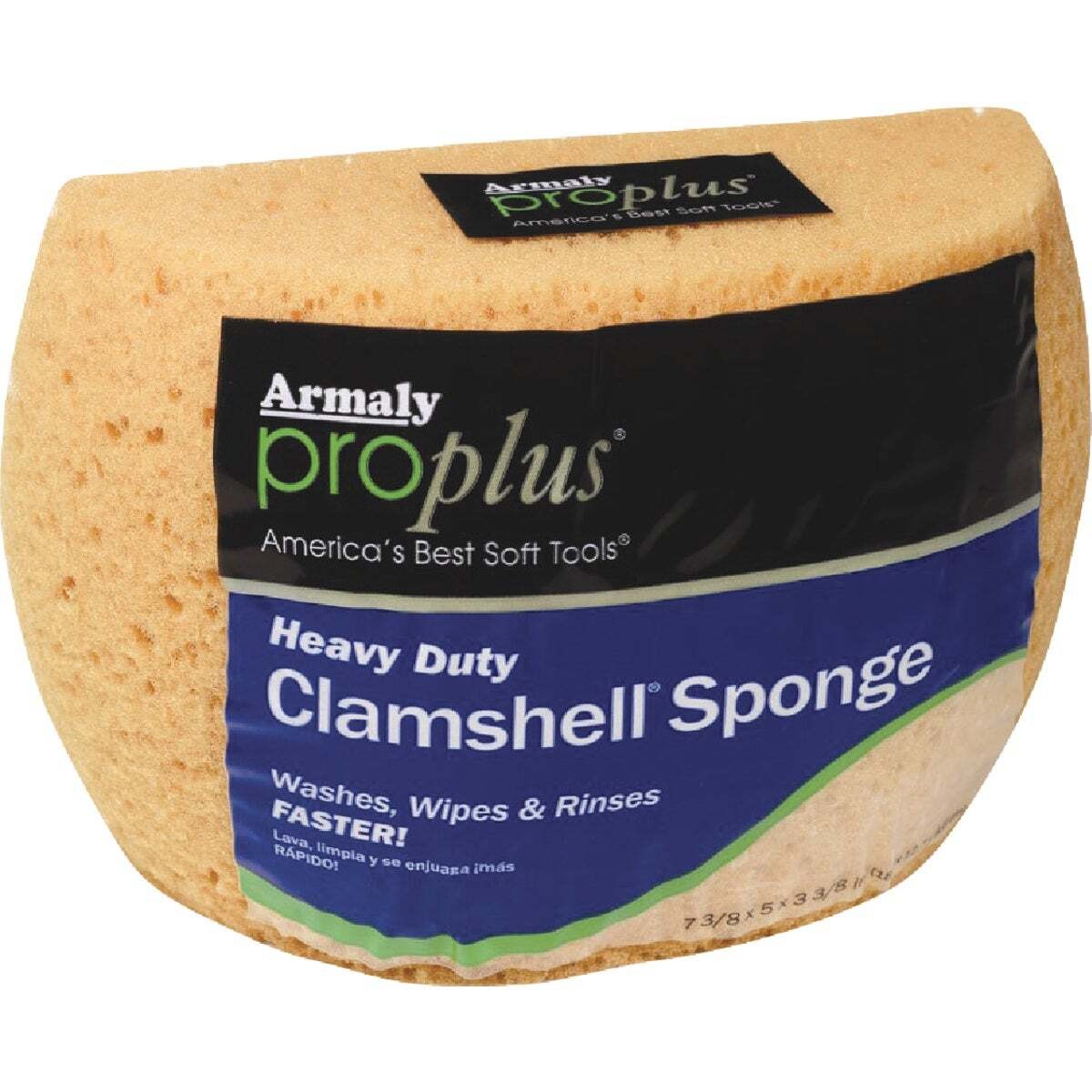 Heavy-Duty Clamshell Sponge, 5 in L, 3-3/8 in W, 7-3/8 in Thick, Polyester Yello