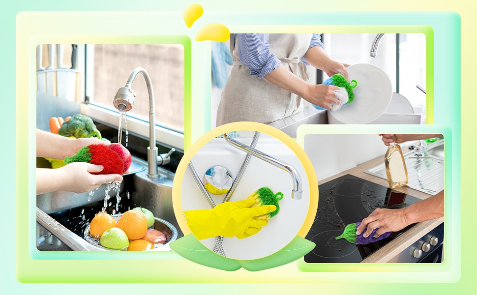 10 Pieces Fruit Dish Scrubber Non Scratch Cleaning Sponge Double Layered Dish