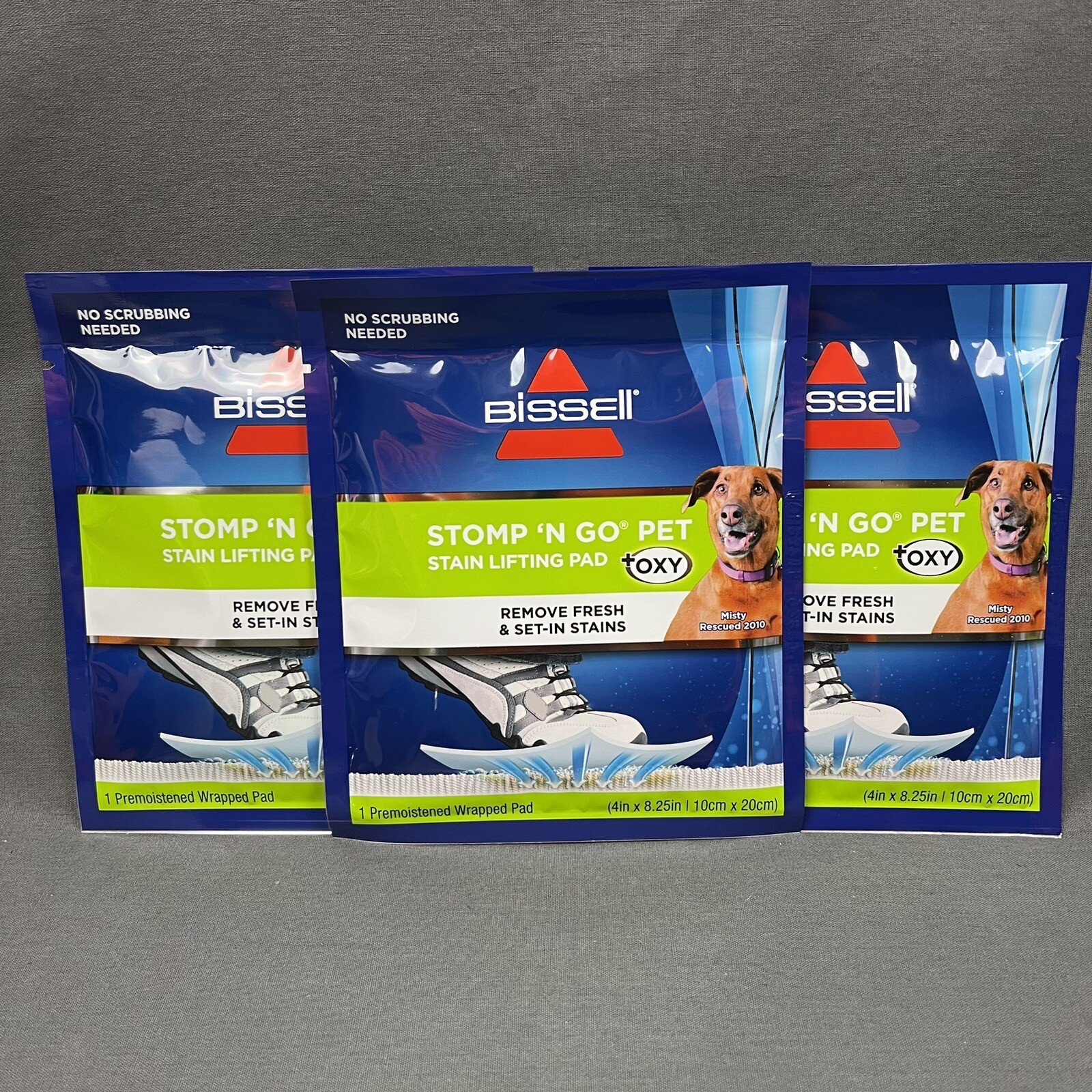 Lot – 3 Packs New Bissell Stomp ‘N Go Pet Stain Lifting Pads +Oxy 1 Pad Per Pack