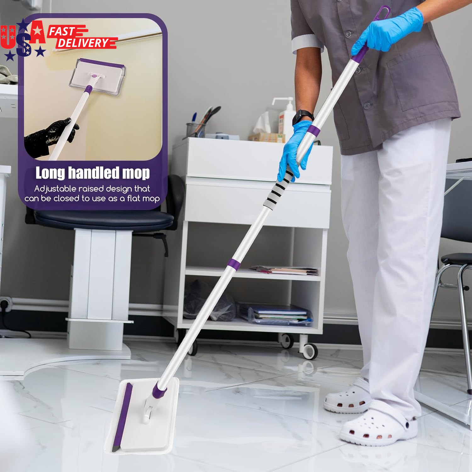 Baseboard Cleaner Tool with Handle, 60″ Extendable Long Handle Baseboard Cleaner
