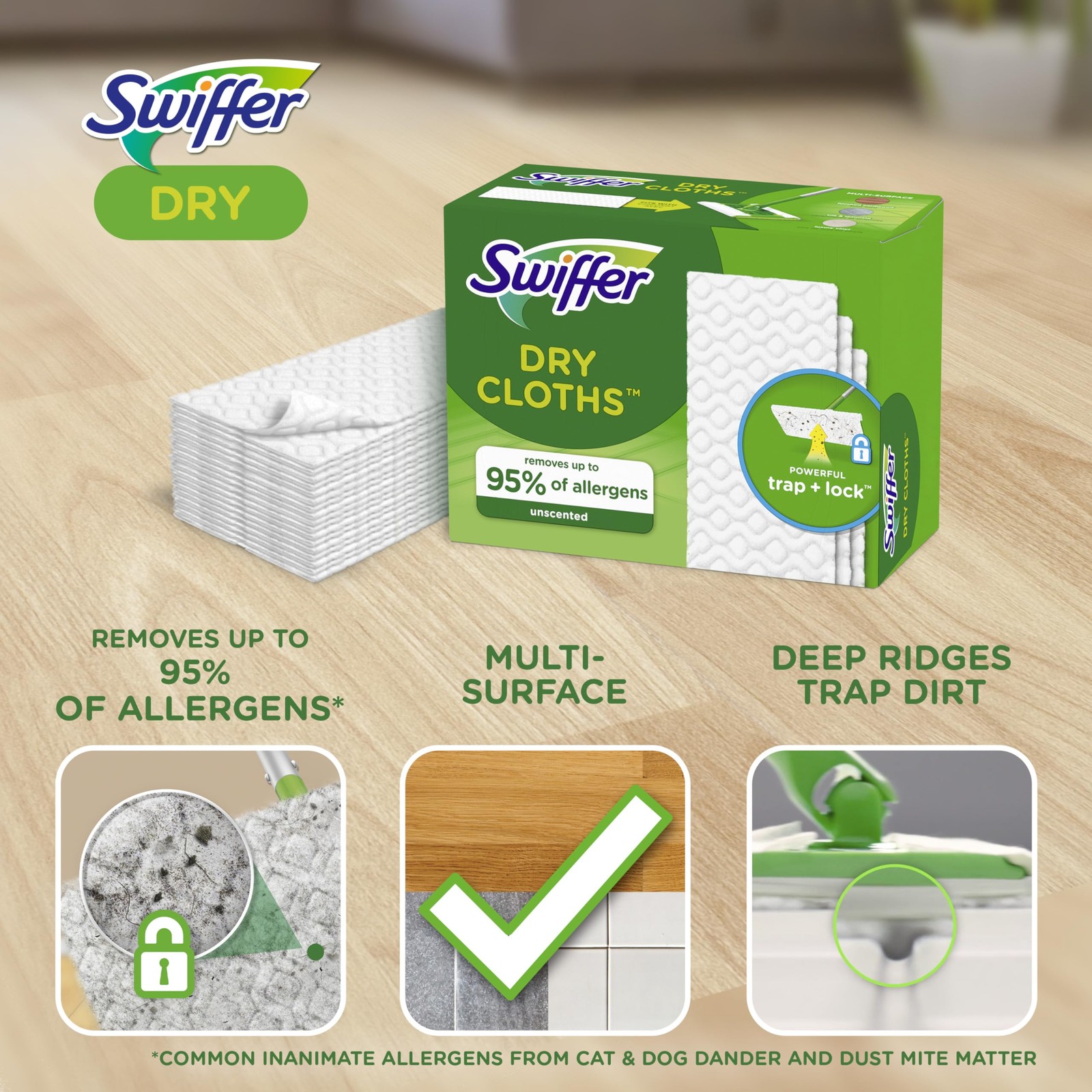 Swiffer Sweep + Mop, Dry Pads Refill, Floor 52 Count (Pack of 1), Multicolor